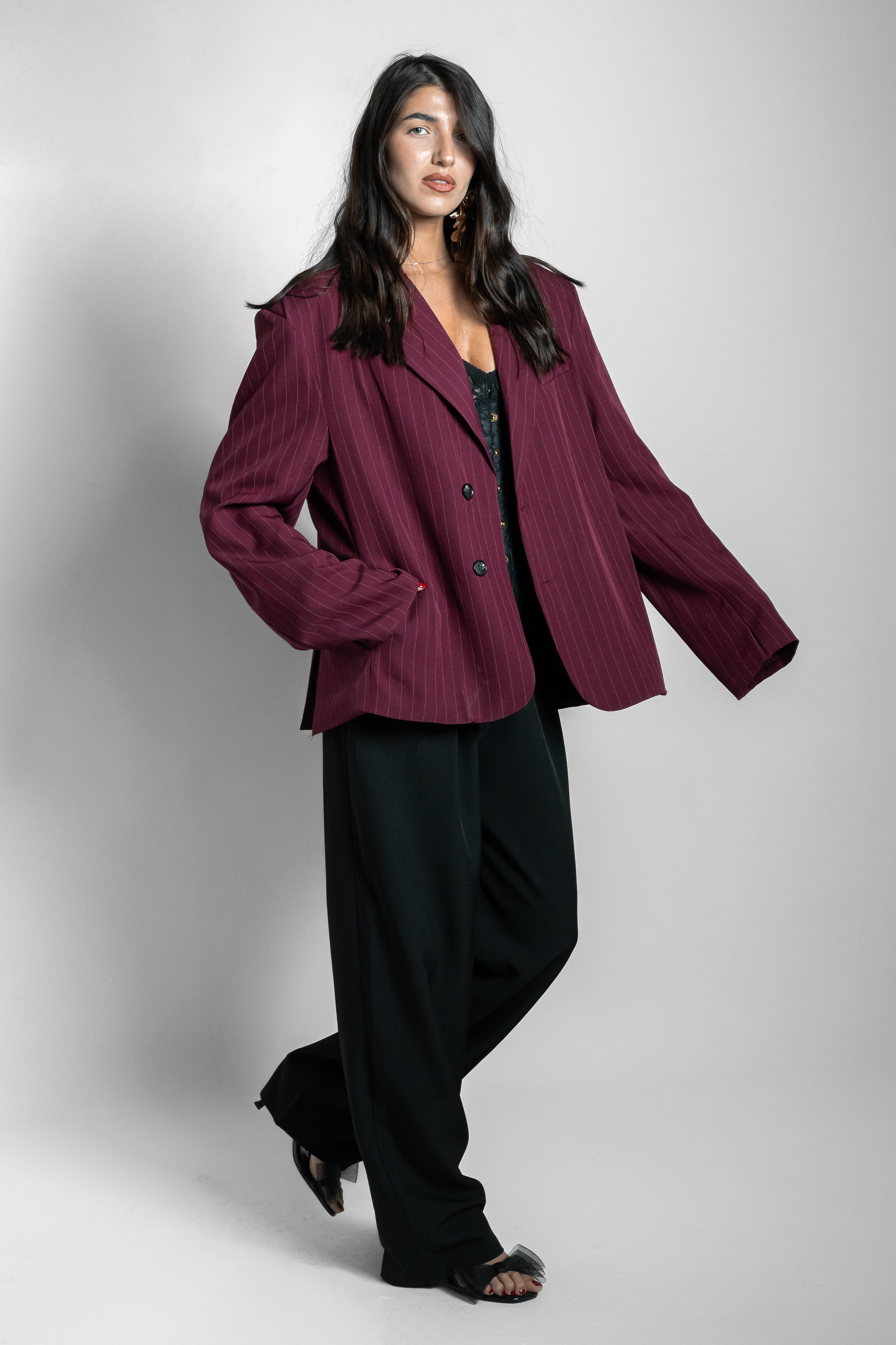 Blazer gessato bordeaux