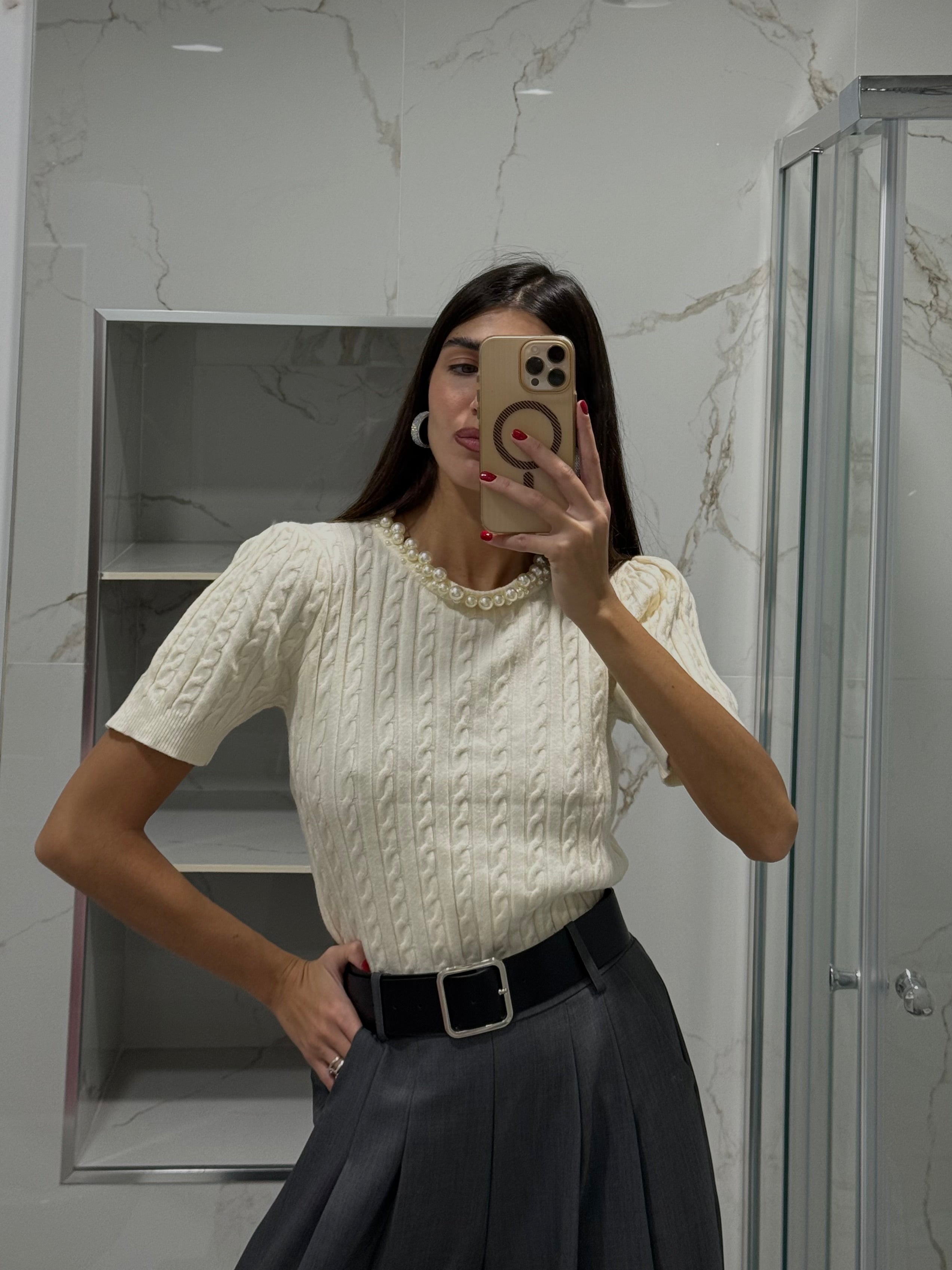 Maglione perla panna