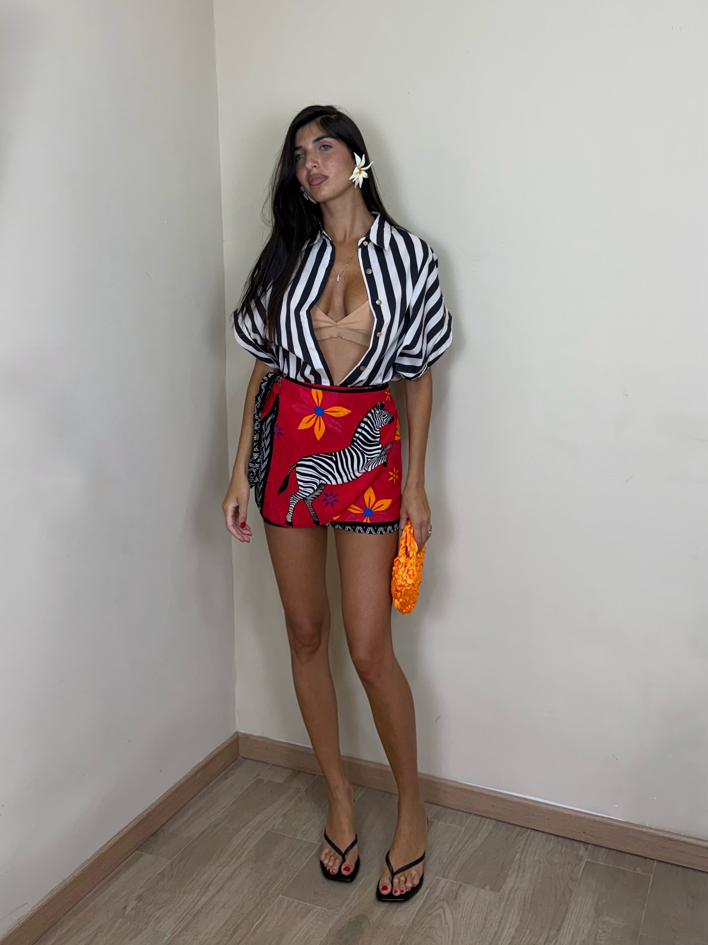 Gonna pareo zebra rossa