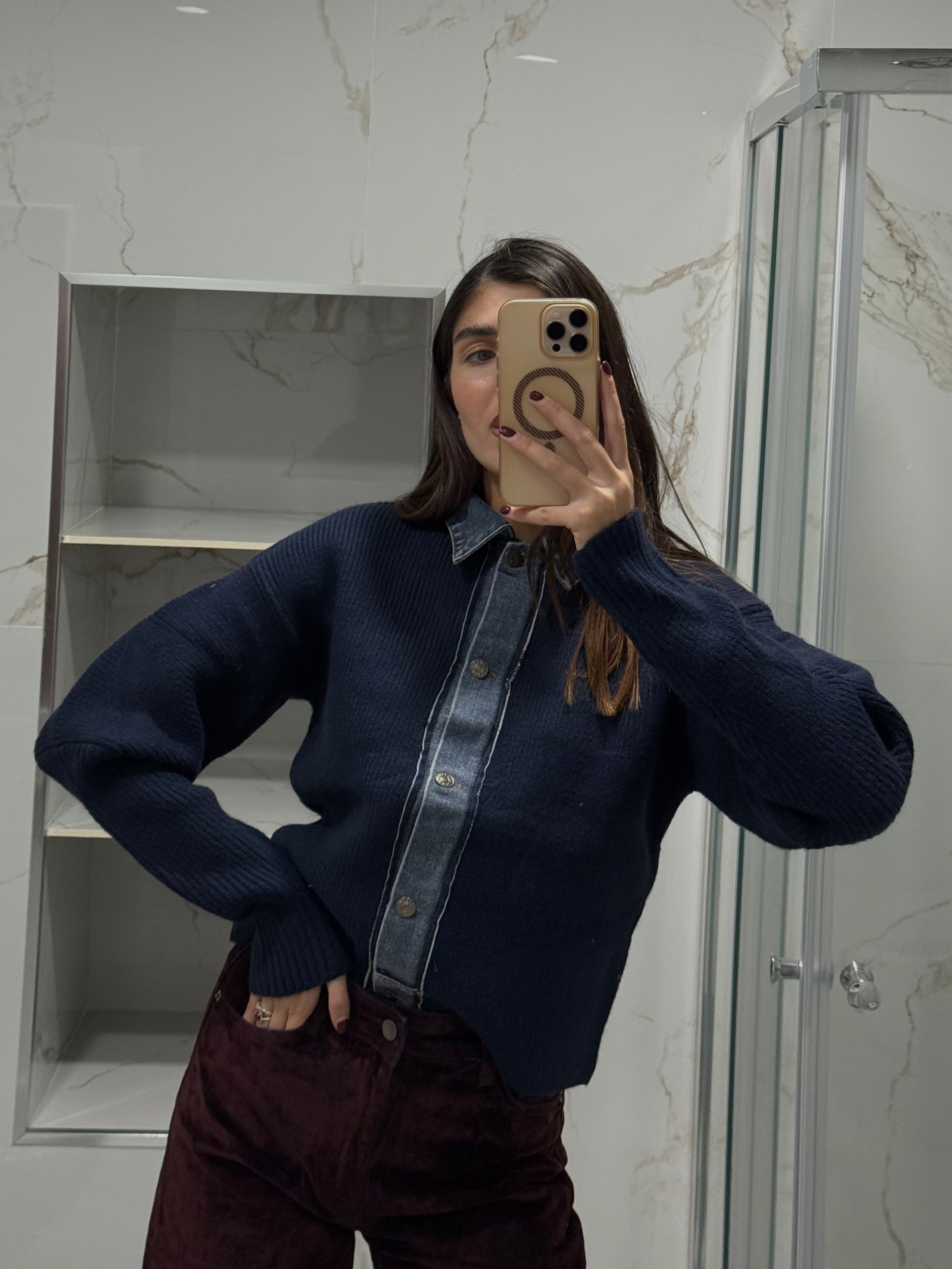 Pull inserti camicia blu