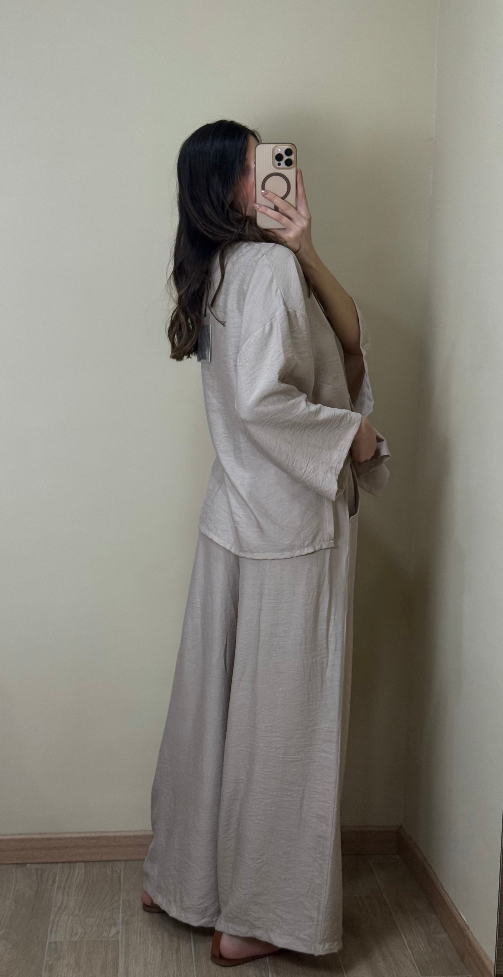 Coordinato misto lino beige - LadyB Shop Online