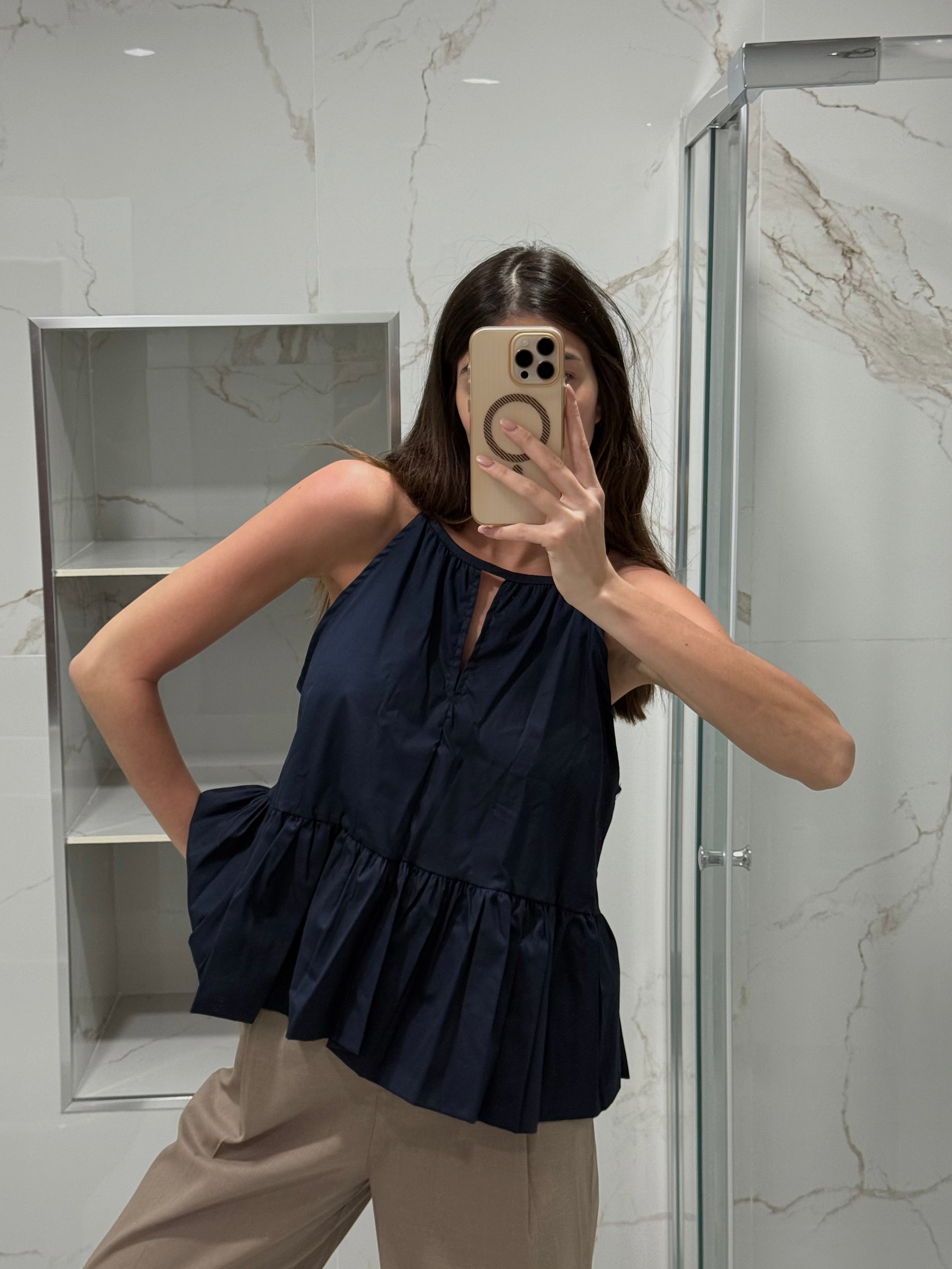 Blusa in cotone blu - LadyB Shop Online