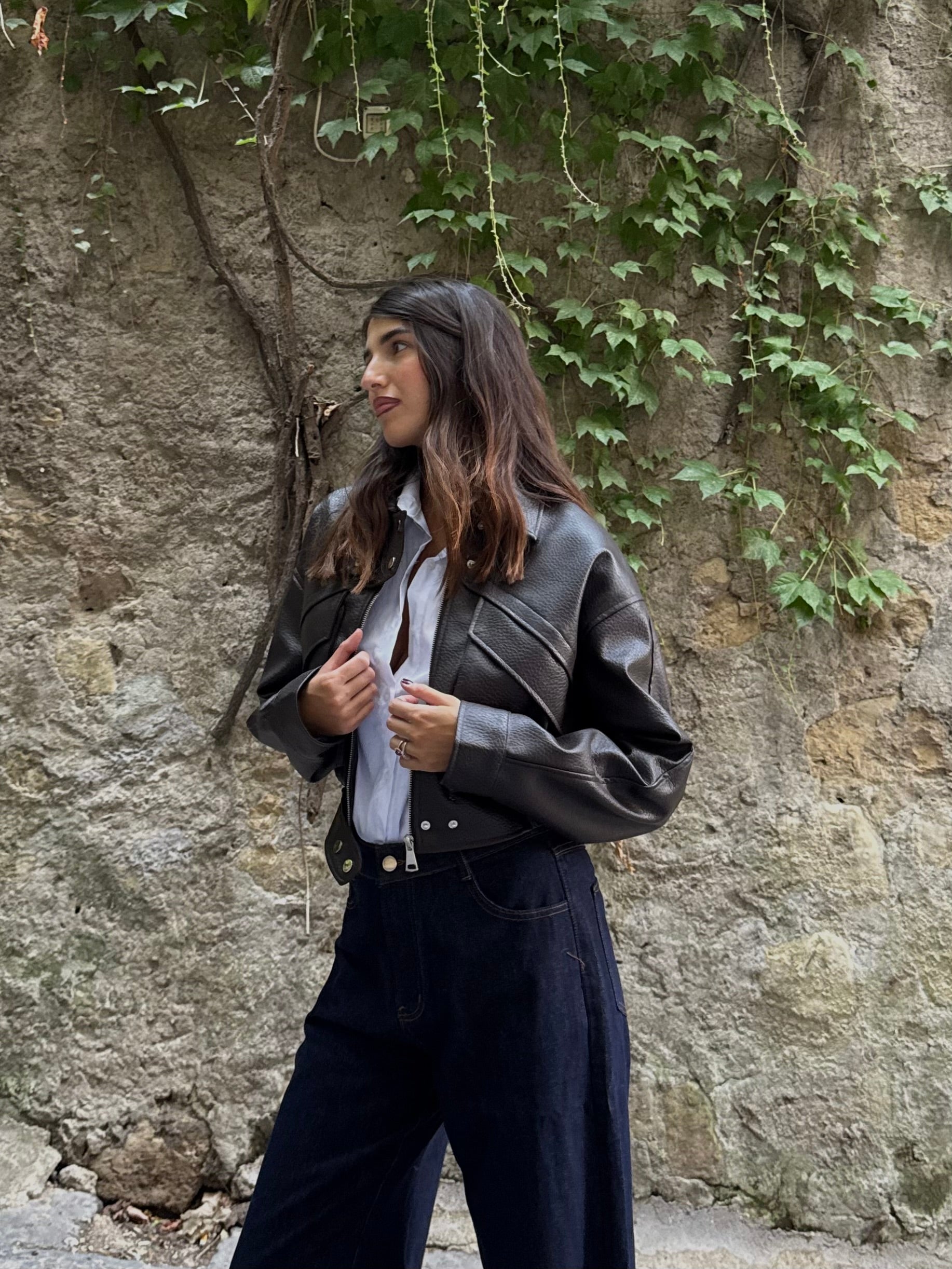 Bomber ecopelle marrone