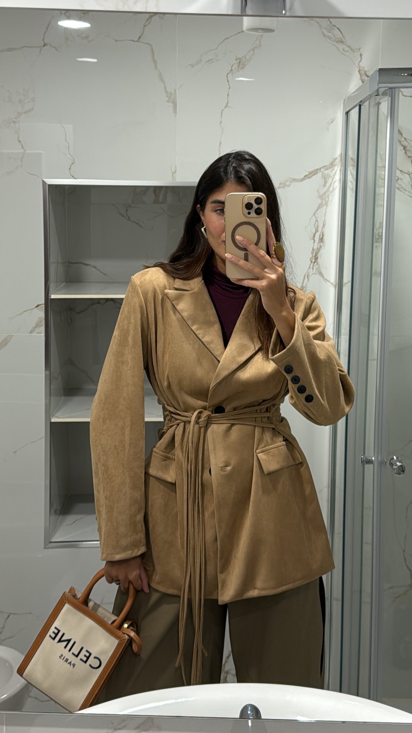 Blazer scamosciato cammello