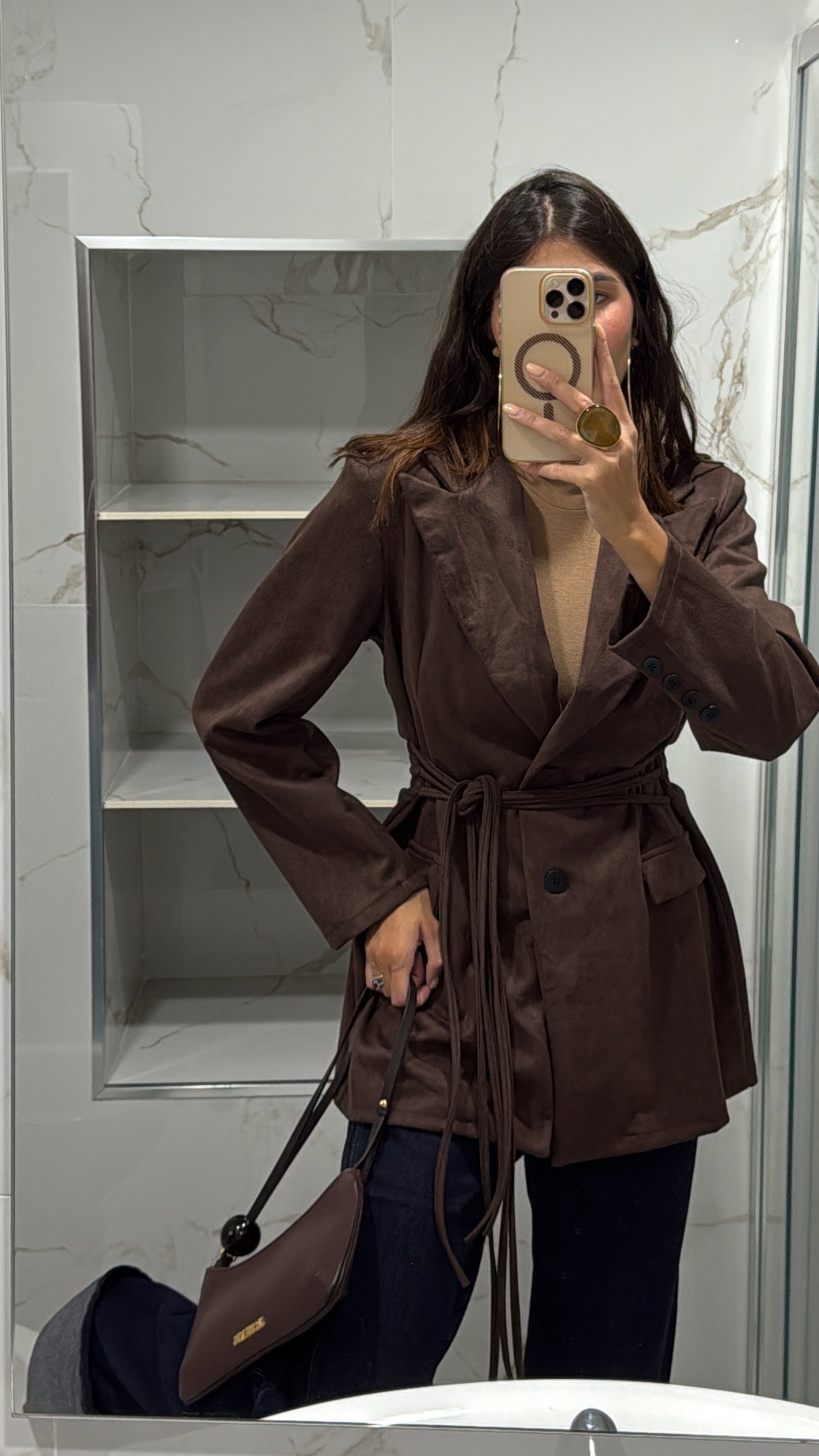 Blazer scamosciato marrone