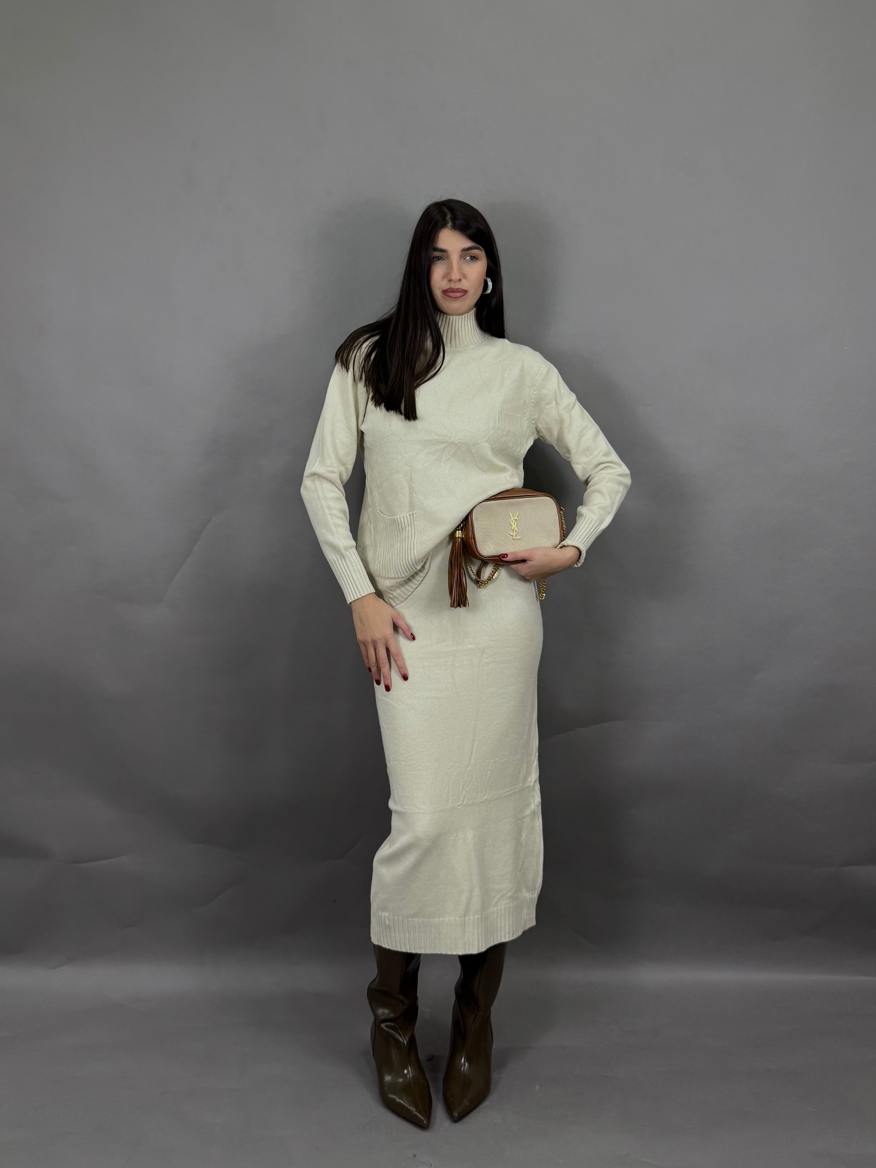 Coordinato lana rasata panna