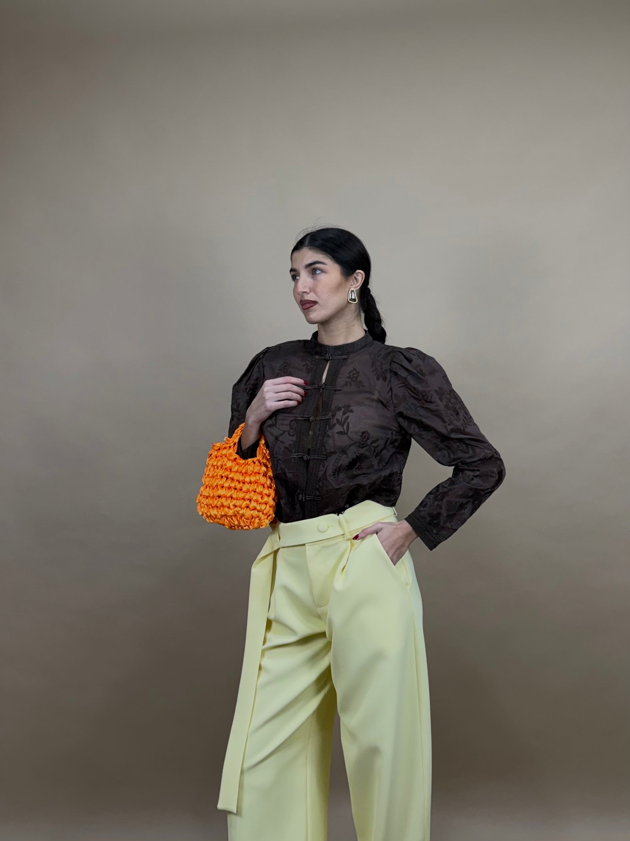 Camicia Coreana marrone