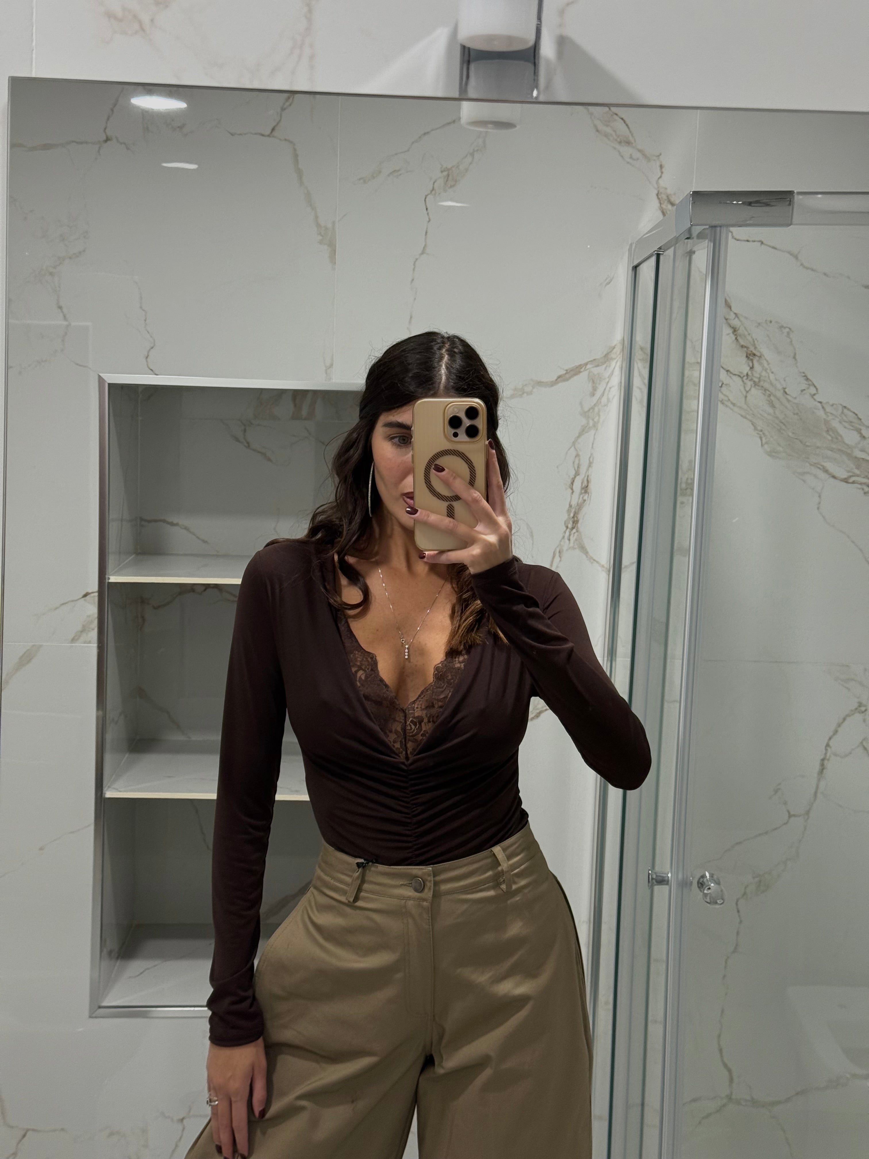 Body drappeggio marrone