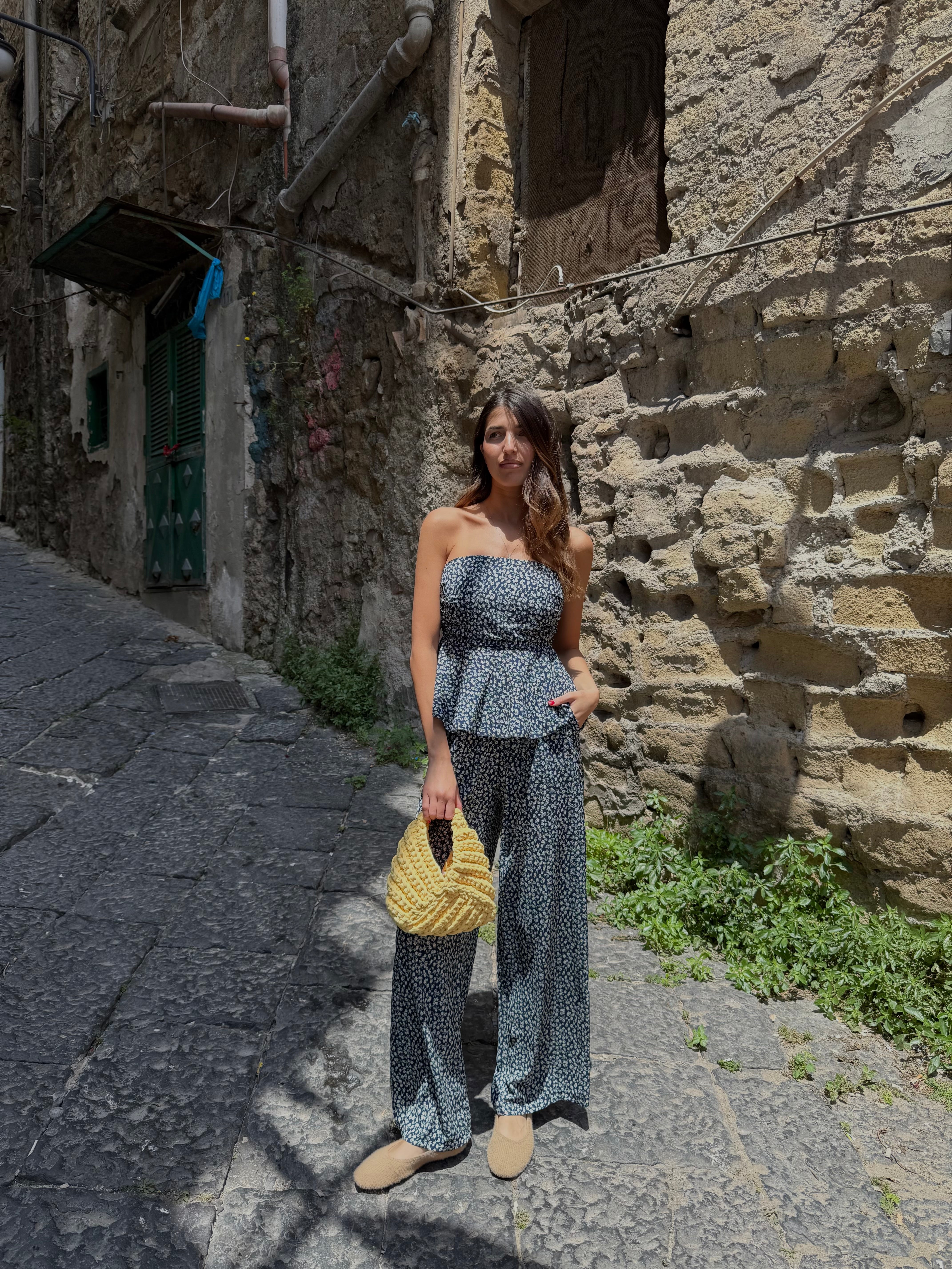 Cord set Amalfi fiori blu - LadyB Shop Online