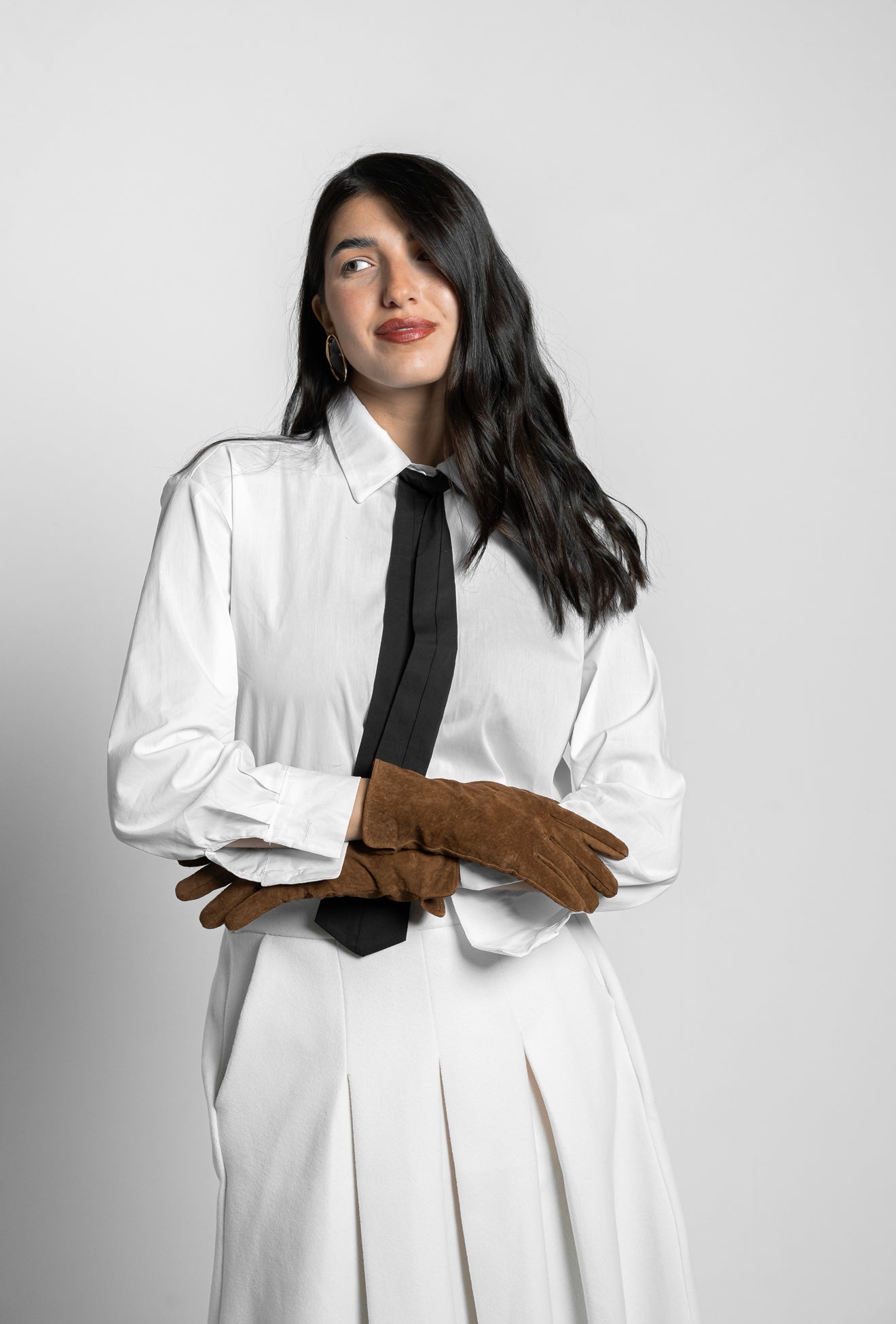 Camicia cravatta marrone