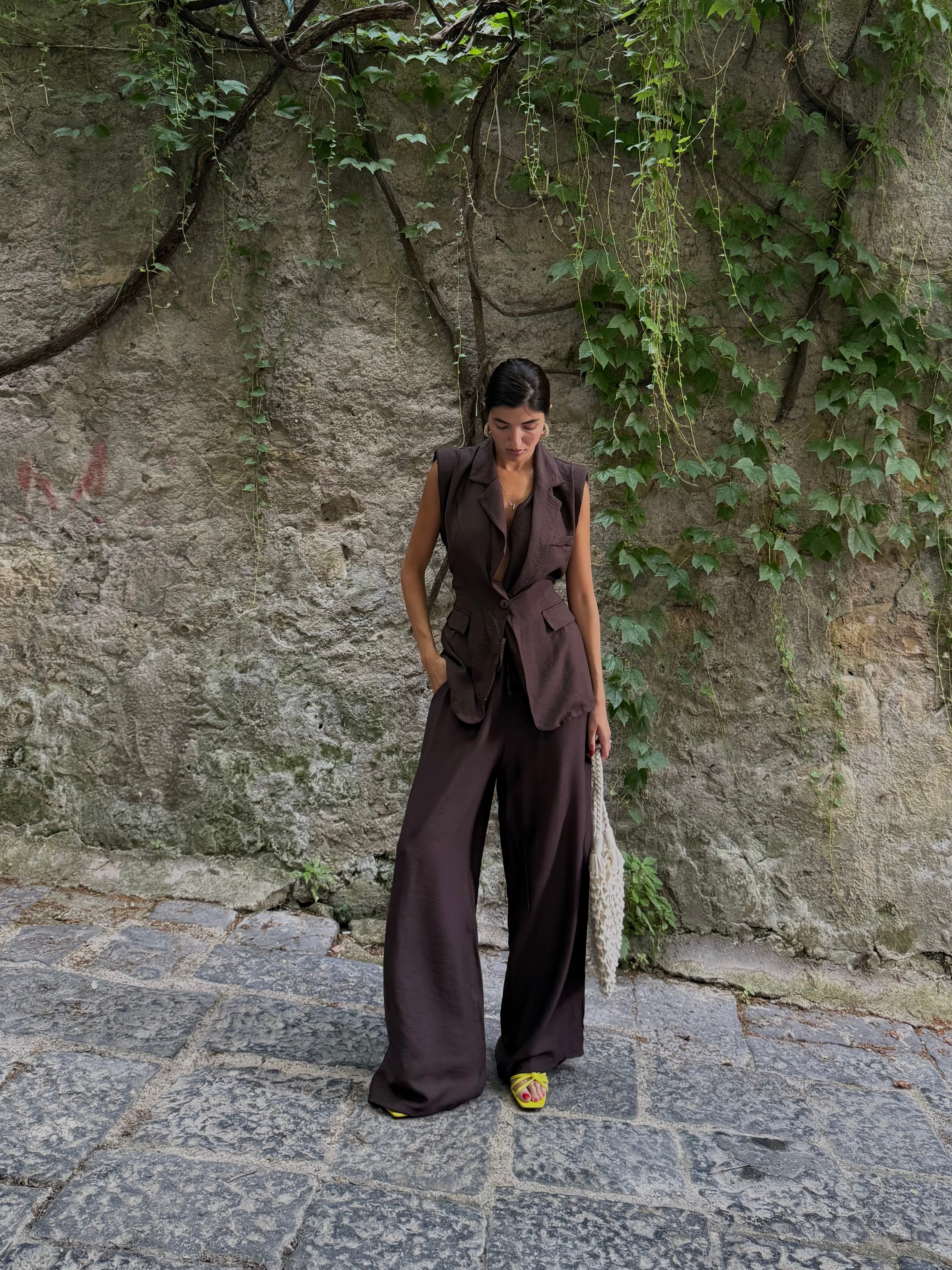 Completo con gilet in viscosa