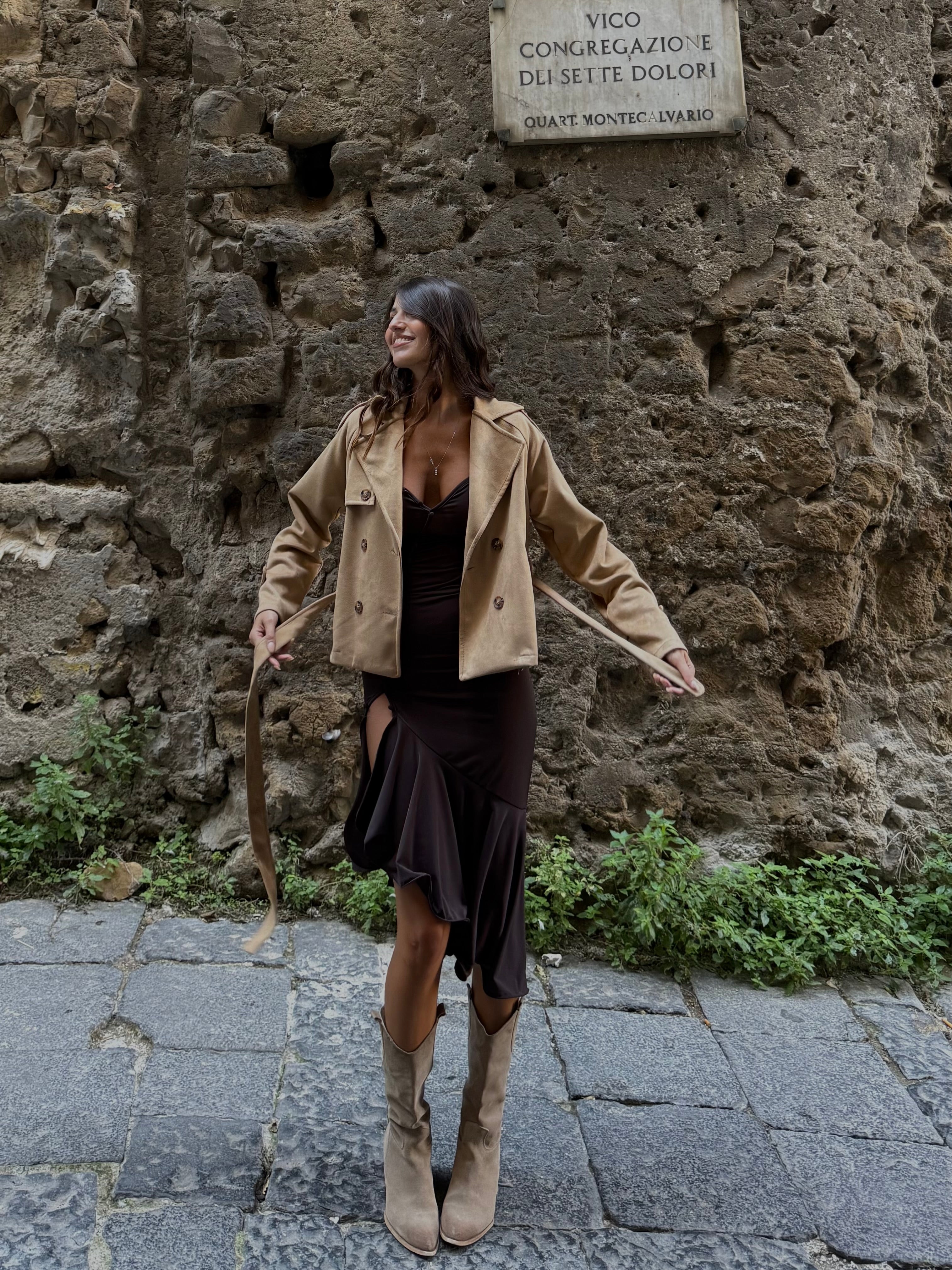 Trench in camoscio cammello