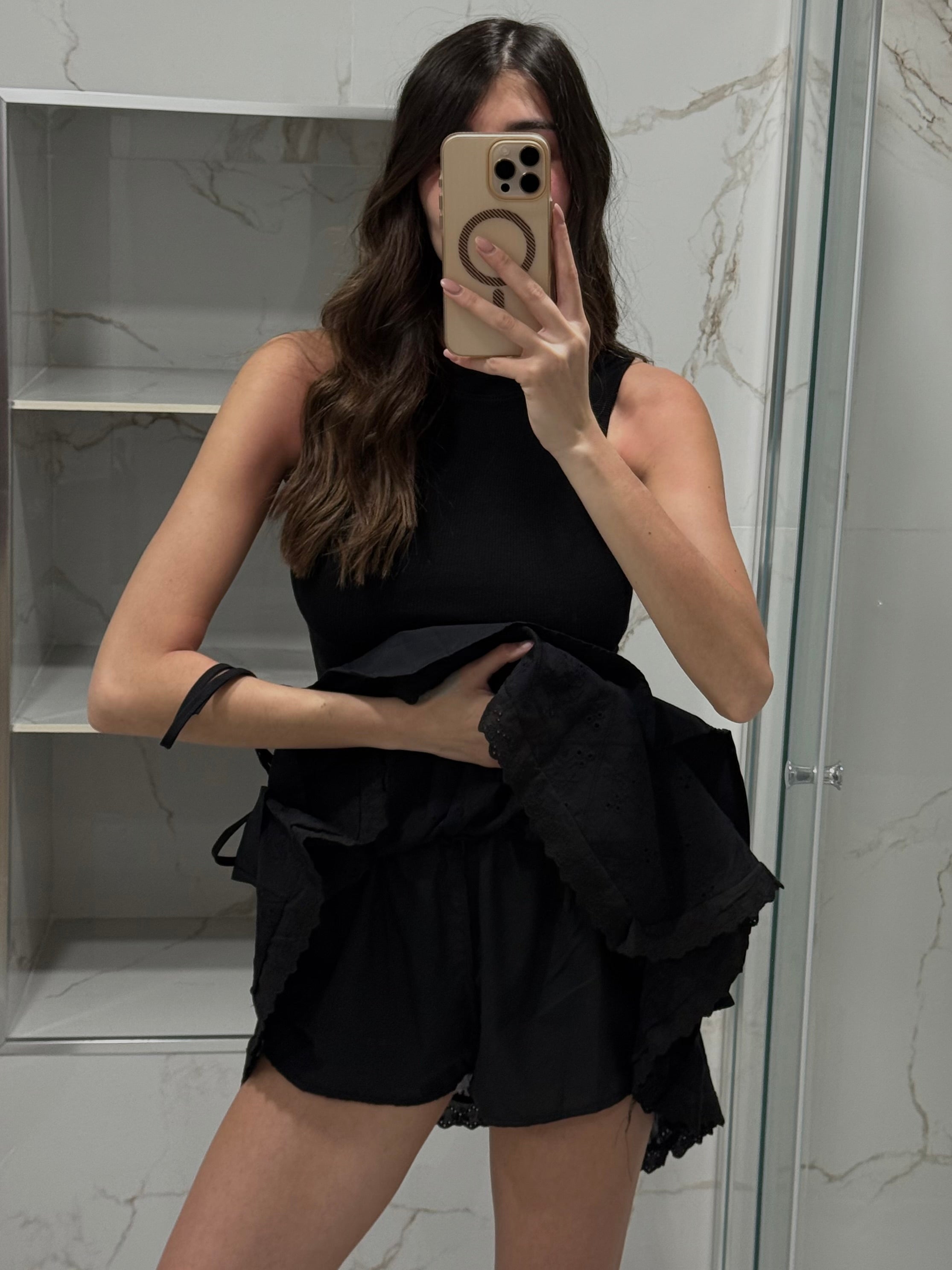 Gonna cotone e pizzo nera - LadyB Shop Online