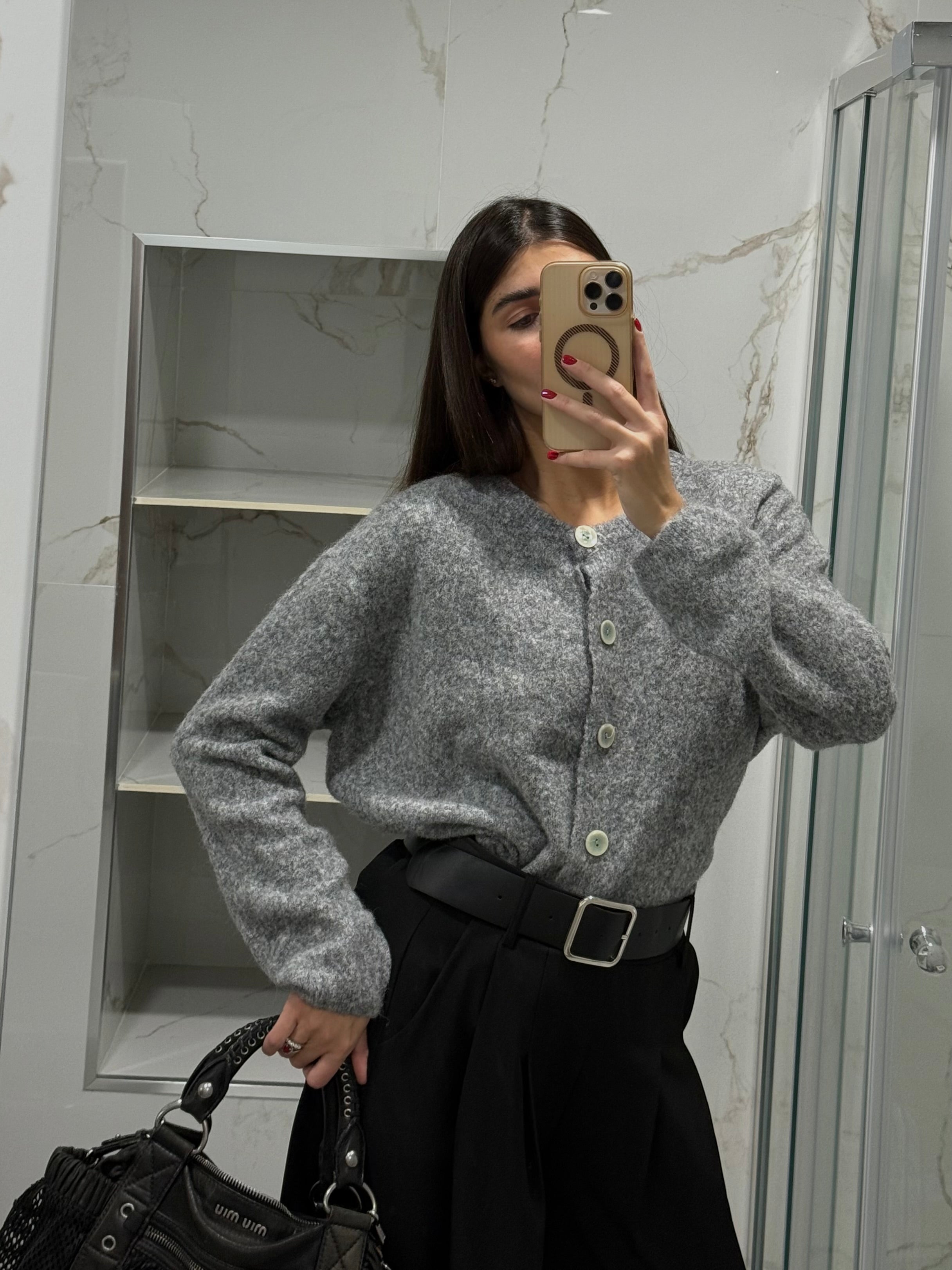 Cardigan lana grigio