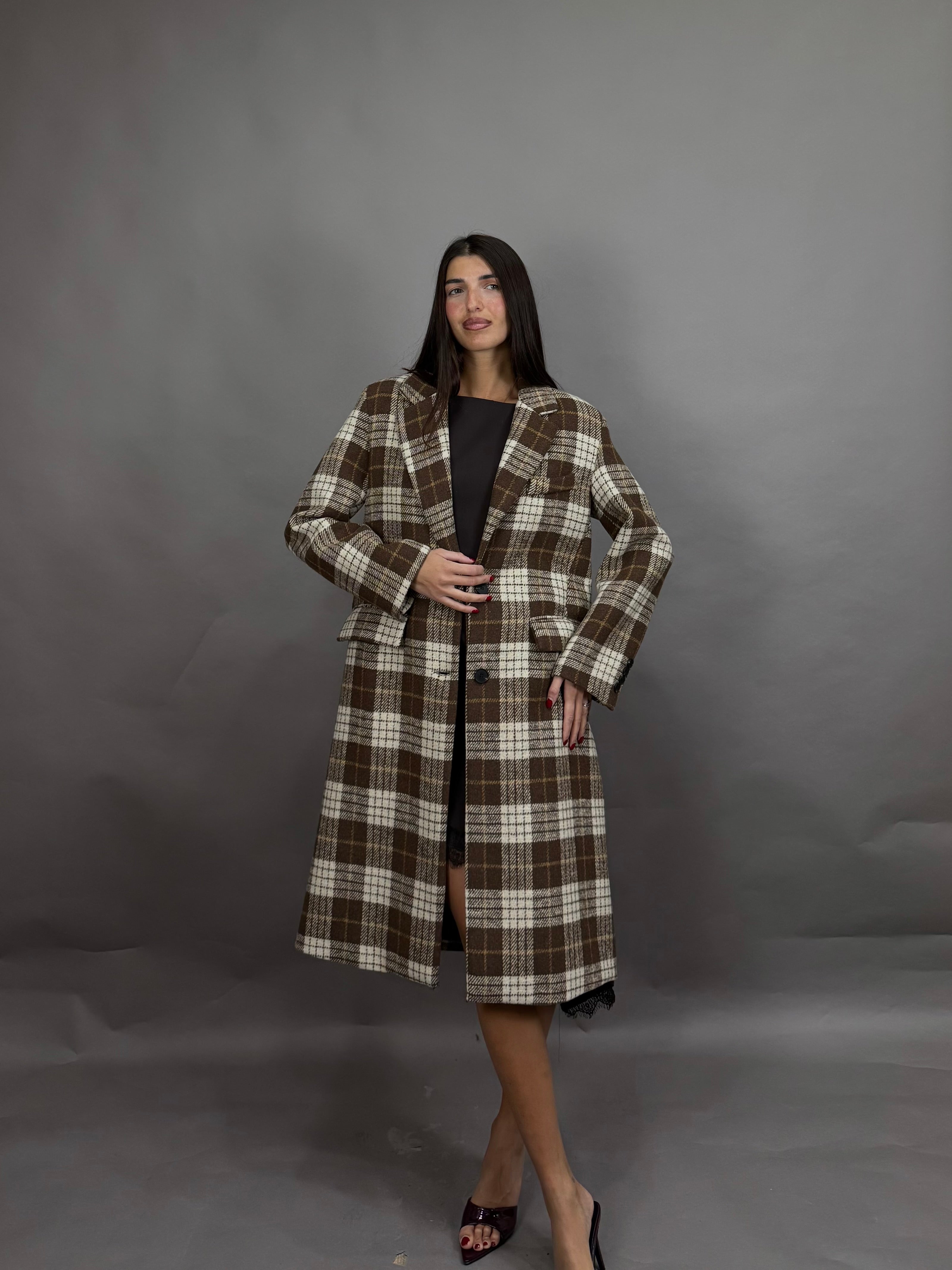Cappotto quadri lumina marrone