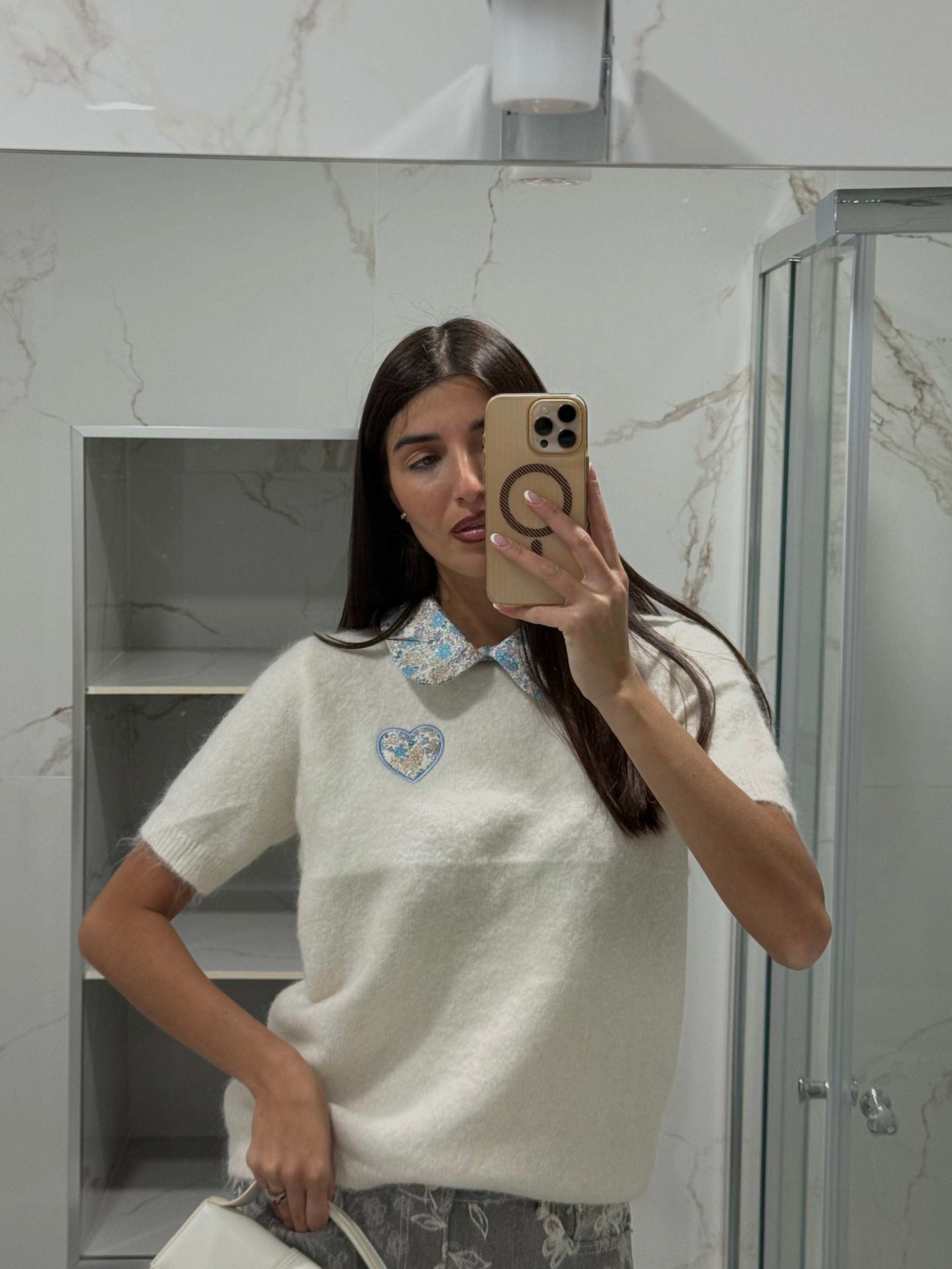 Maglioncino fiorellini azzurro