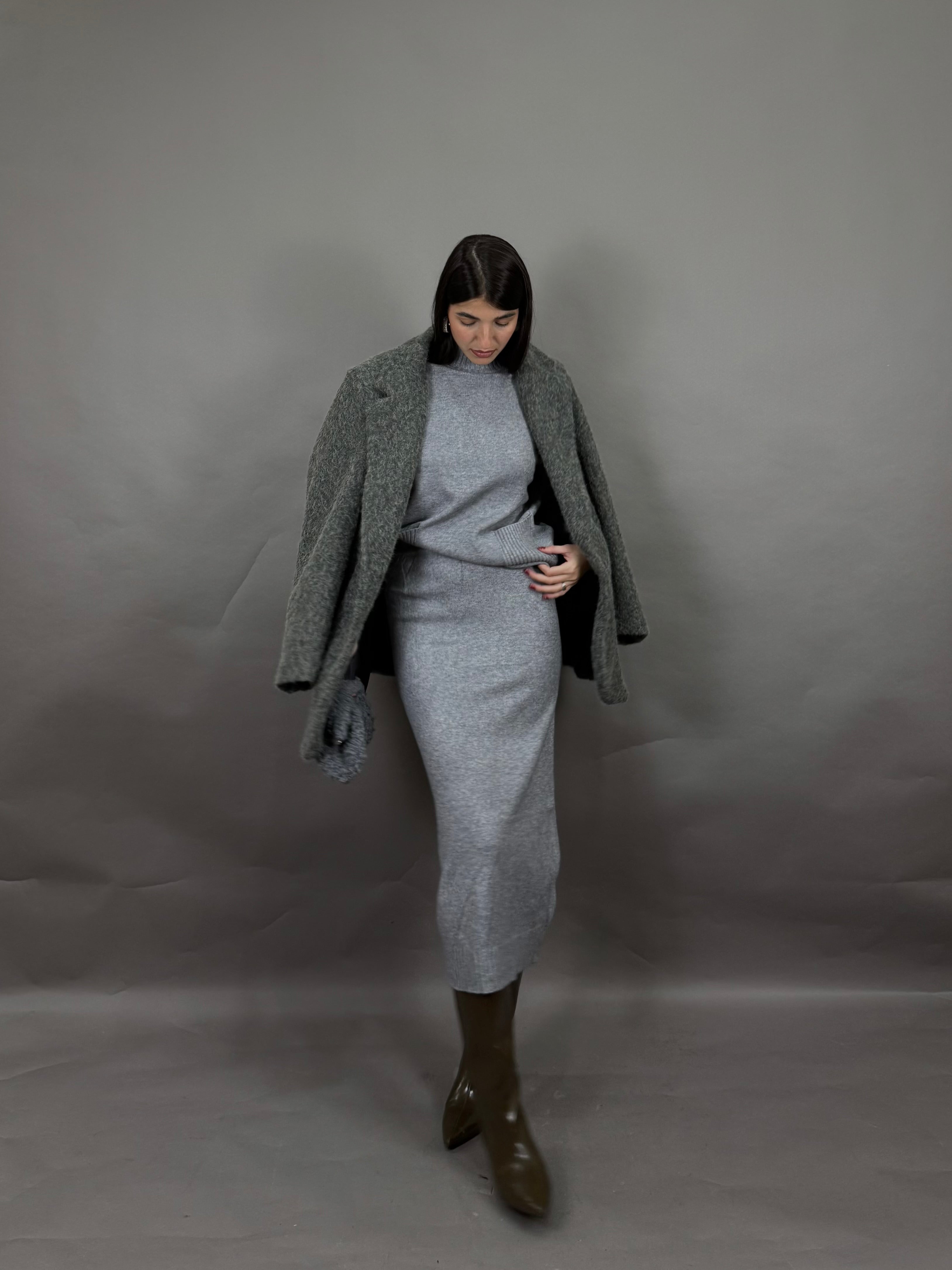 Coordinato lana rasata grigio