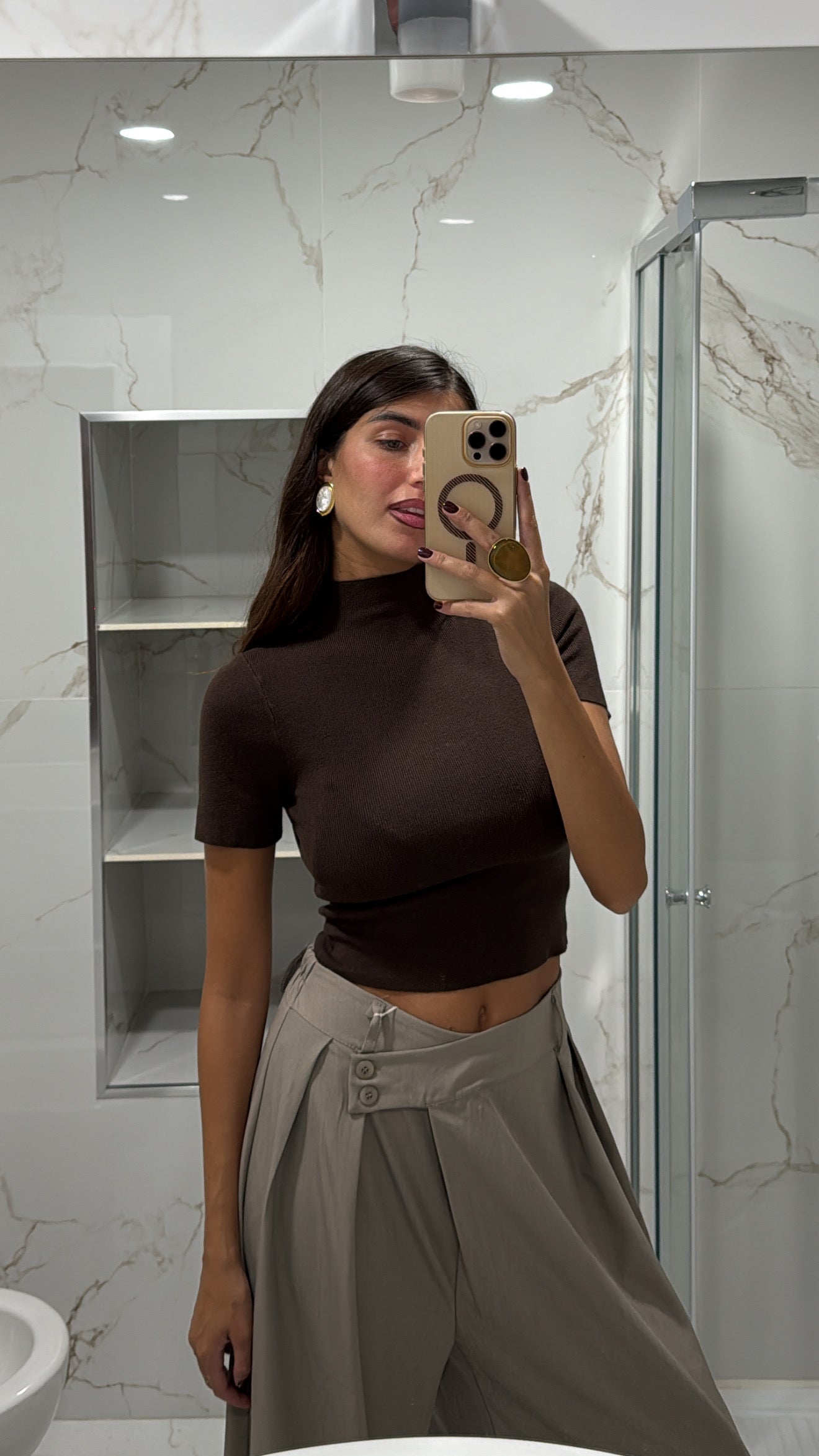 Maglia mezza manica marrone