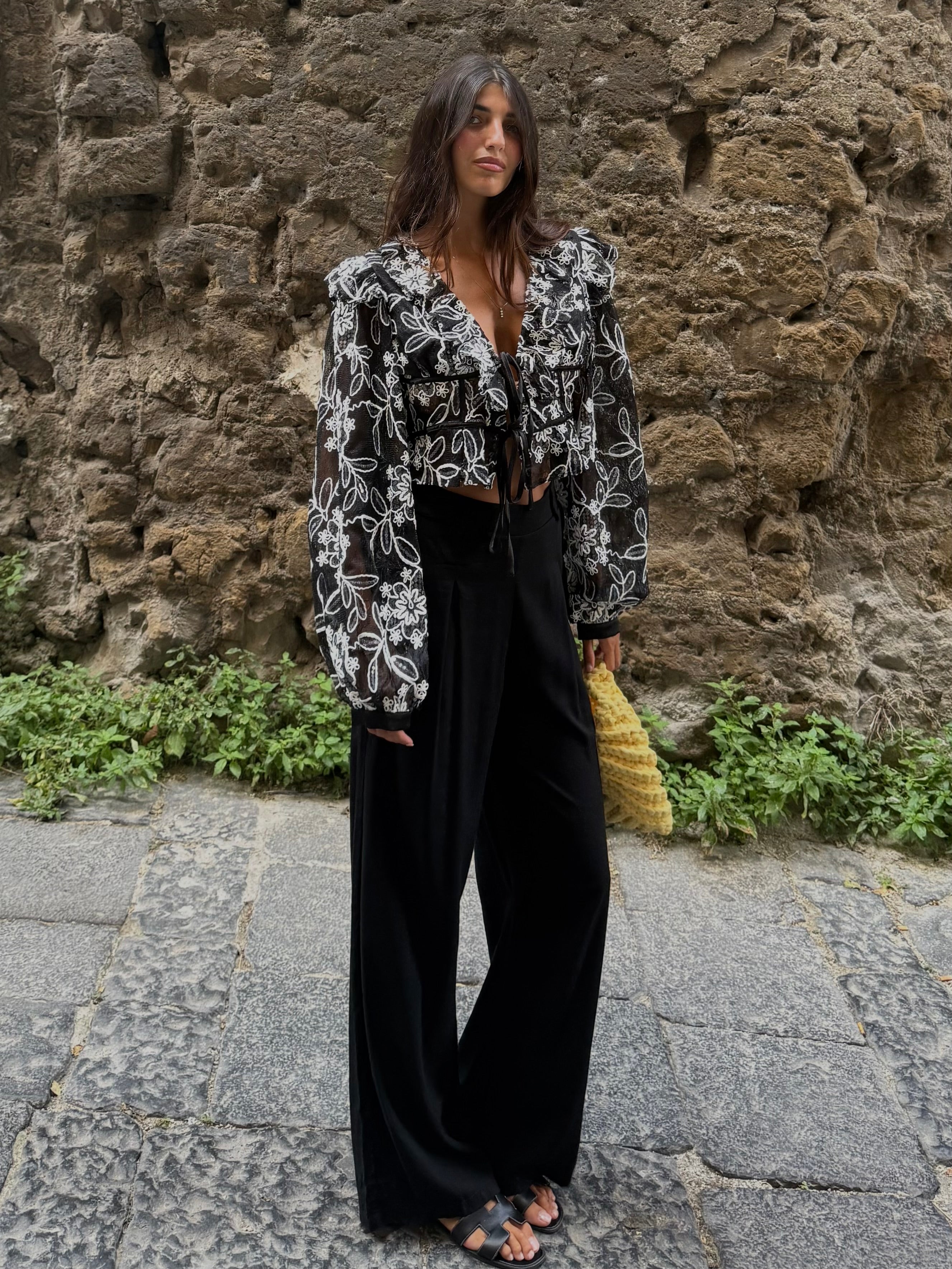 Pantalone misto lino nero - LadyB Shop Online