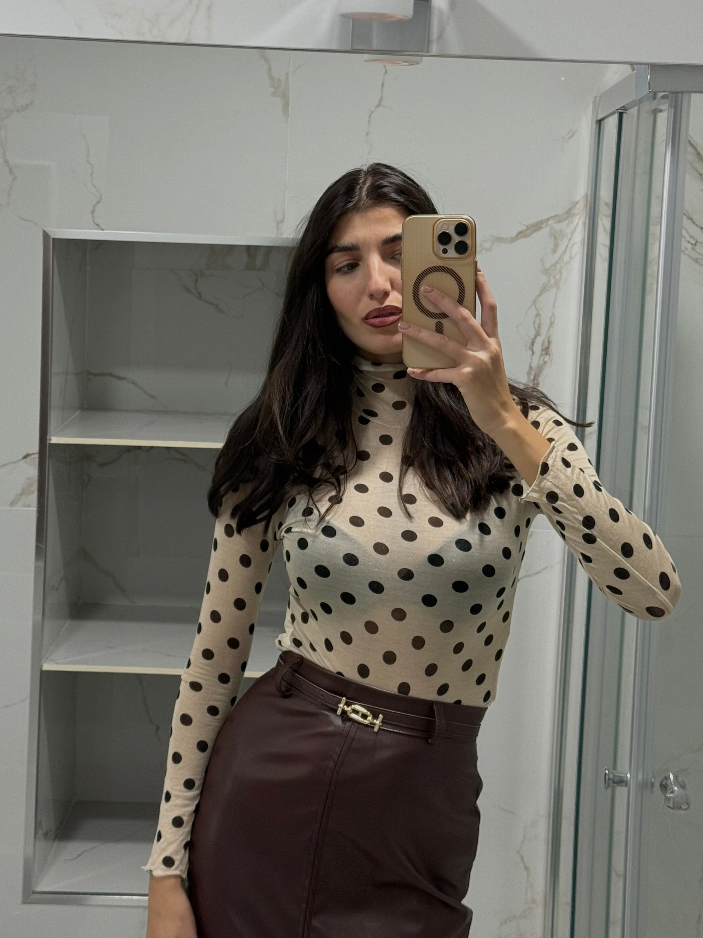 Maglia misto cachemire panna