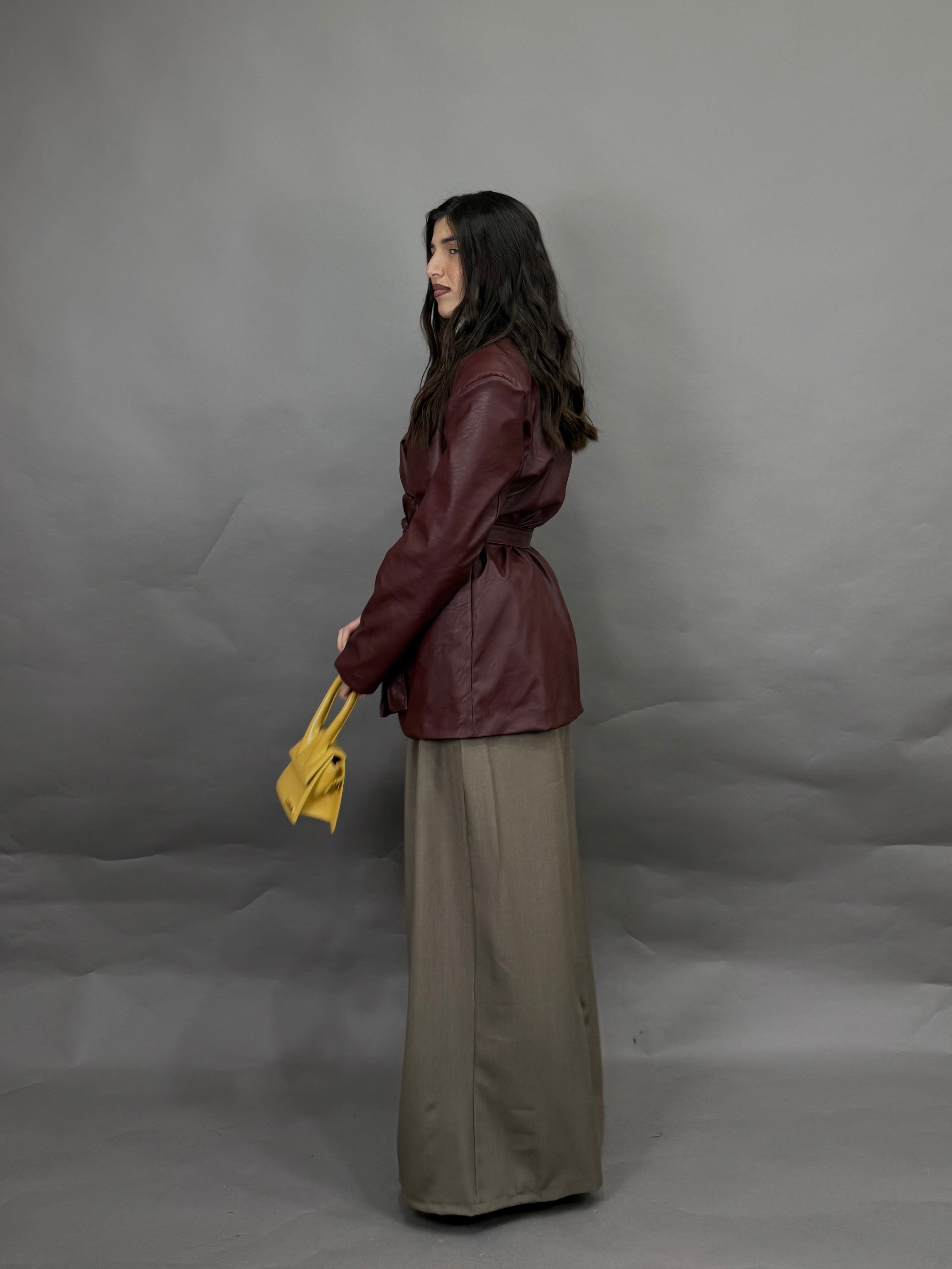 Giacca in ecopelle bordeaux