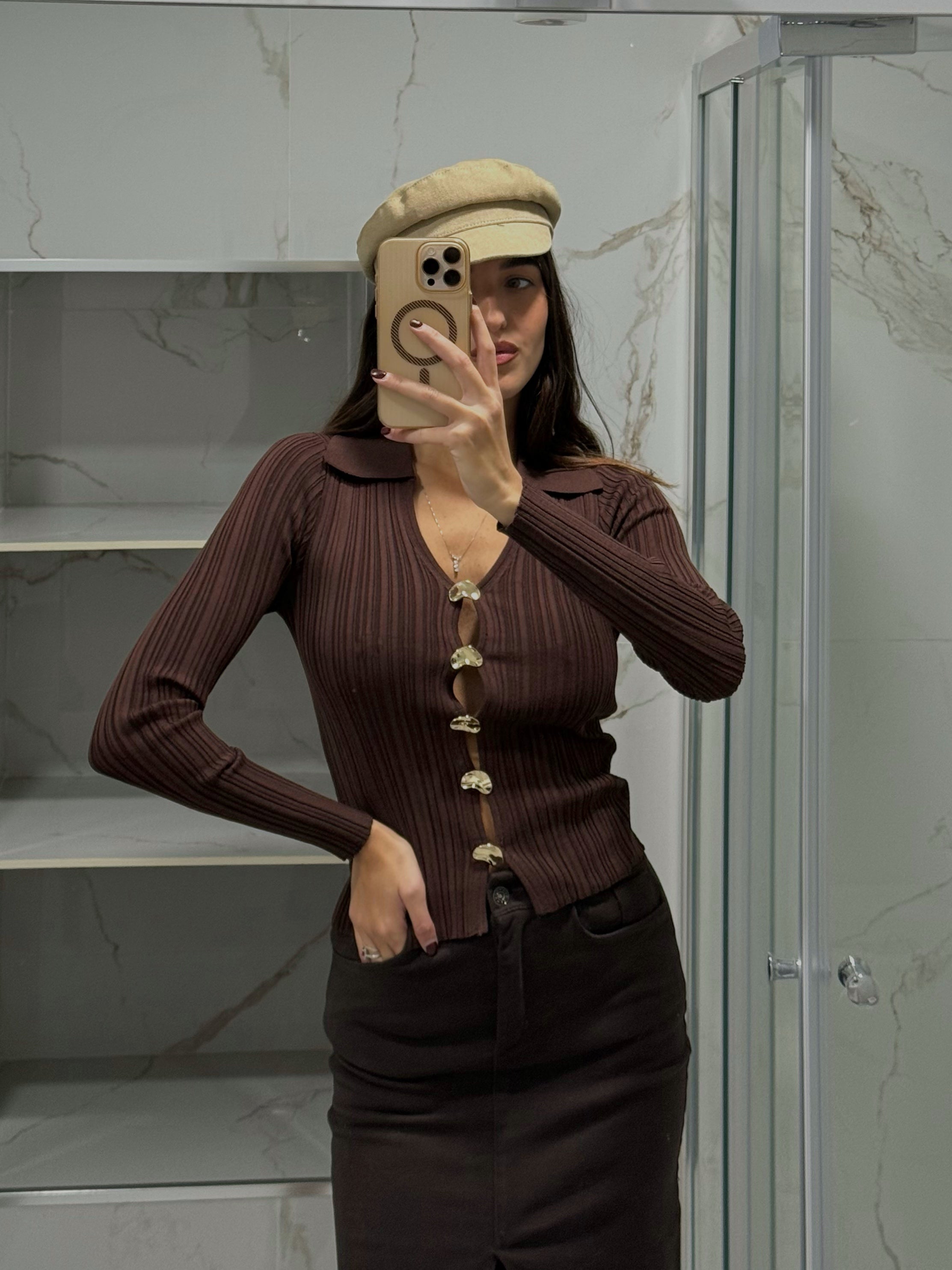 Maglia gioiello marrone