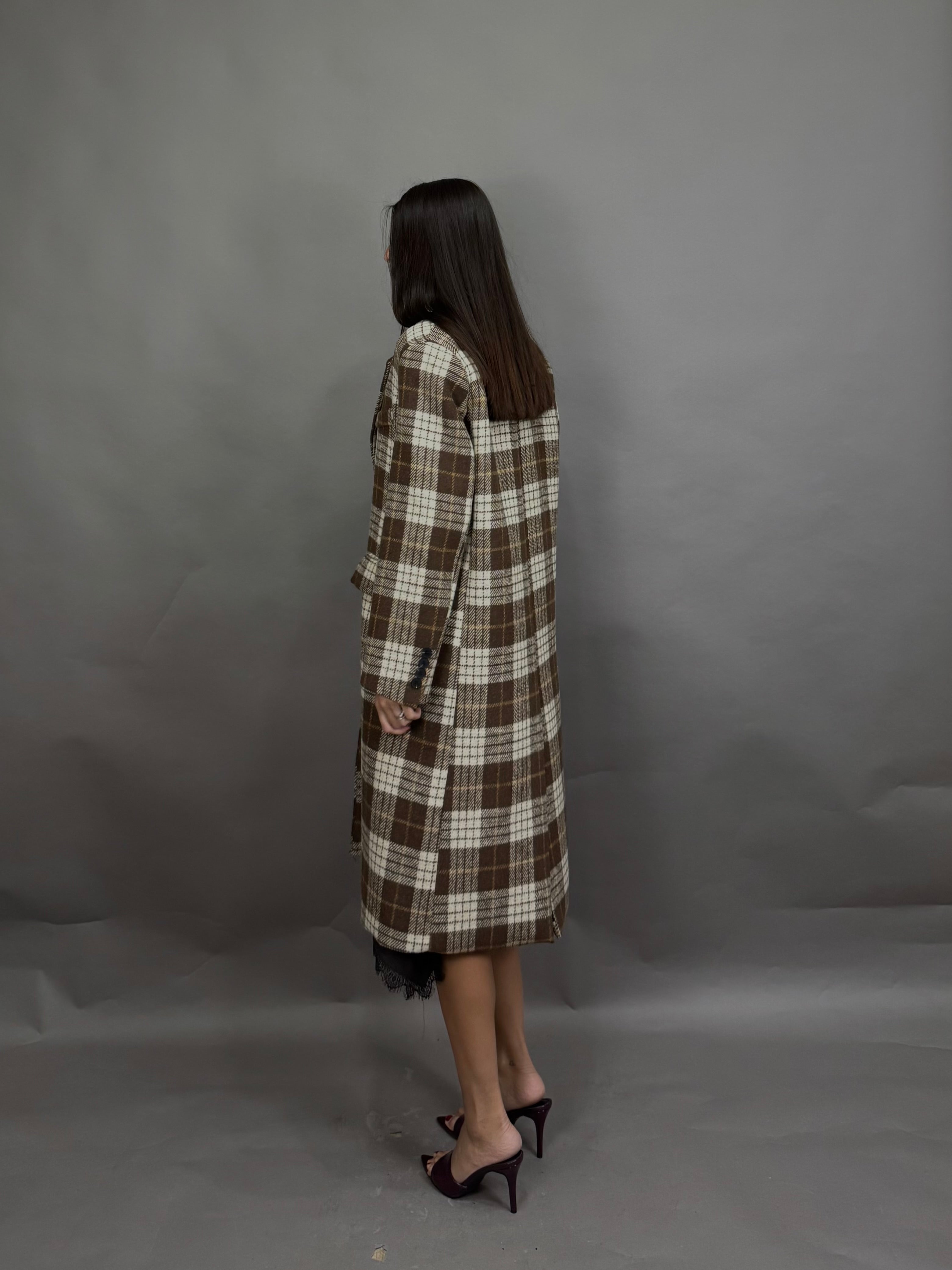 Cappotto quadri lumina marrone