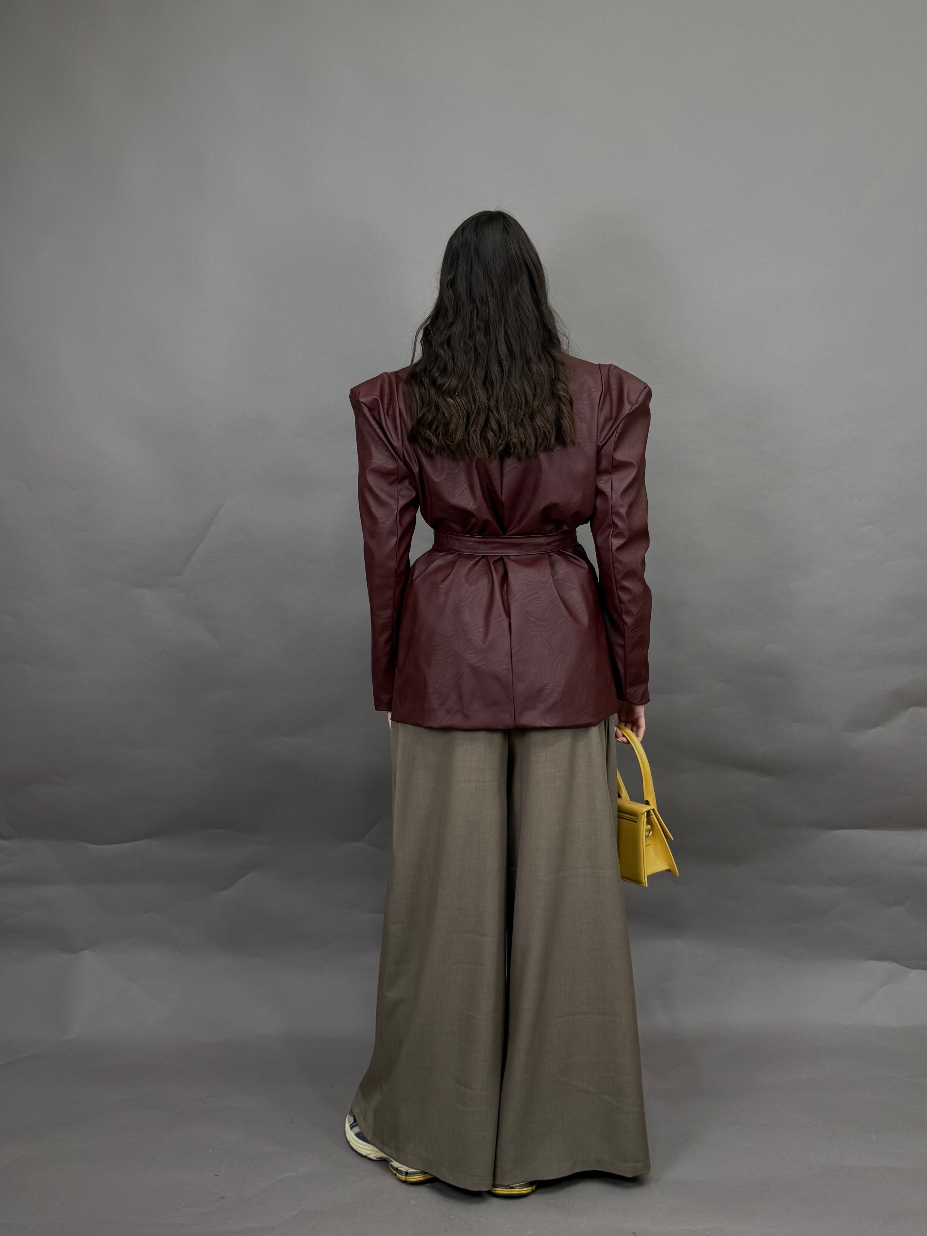 Giacca in ecopelle bordeaux