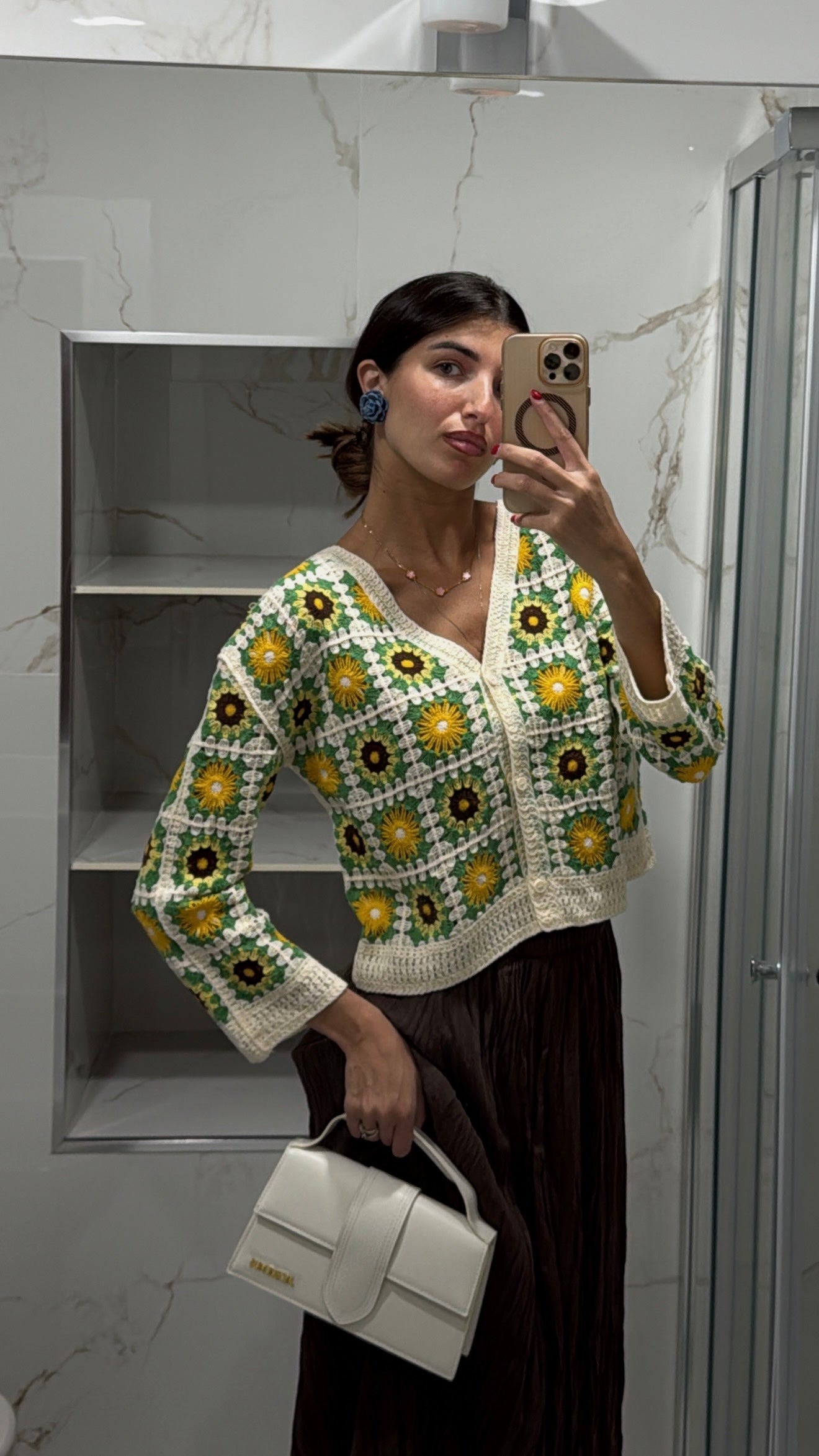 Cardigan in filo traforato verde - LadyB Shop Online