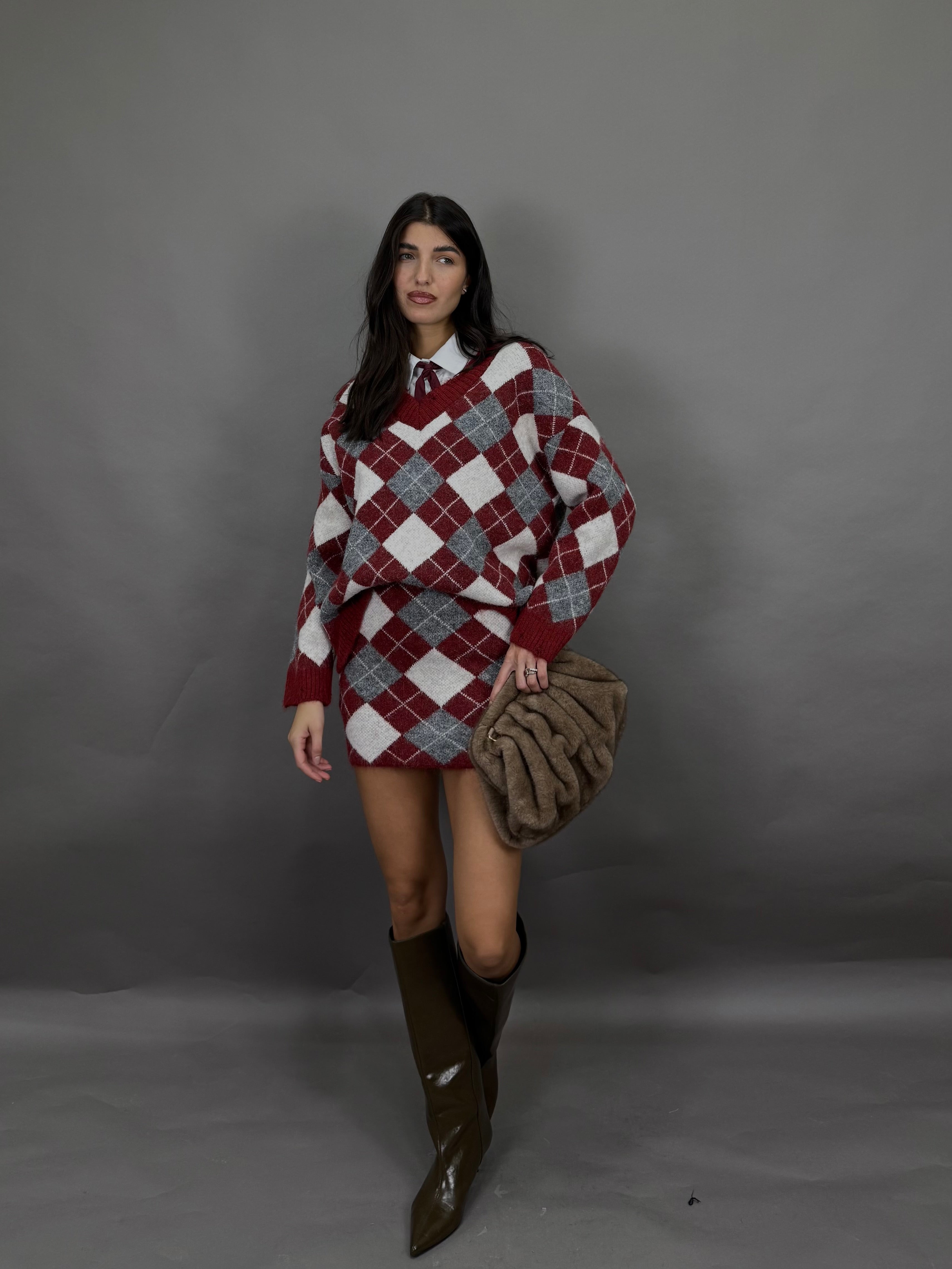 Coordinato rombi bordeaux