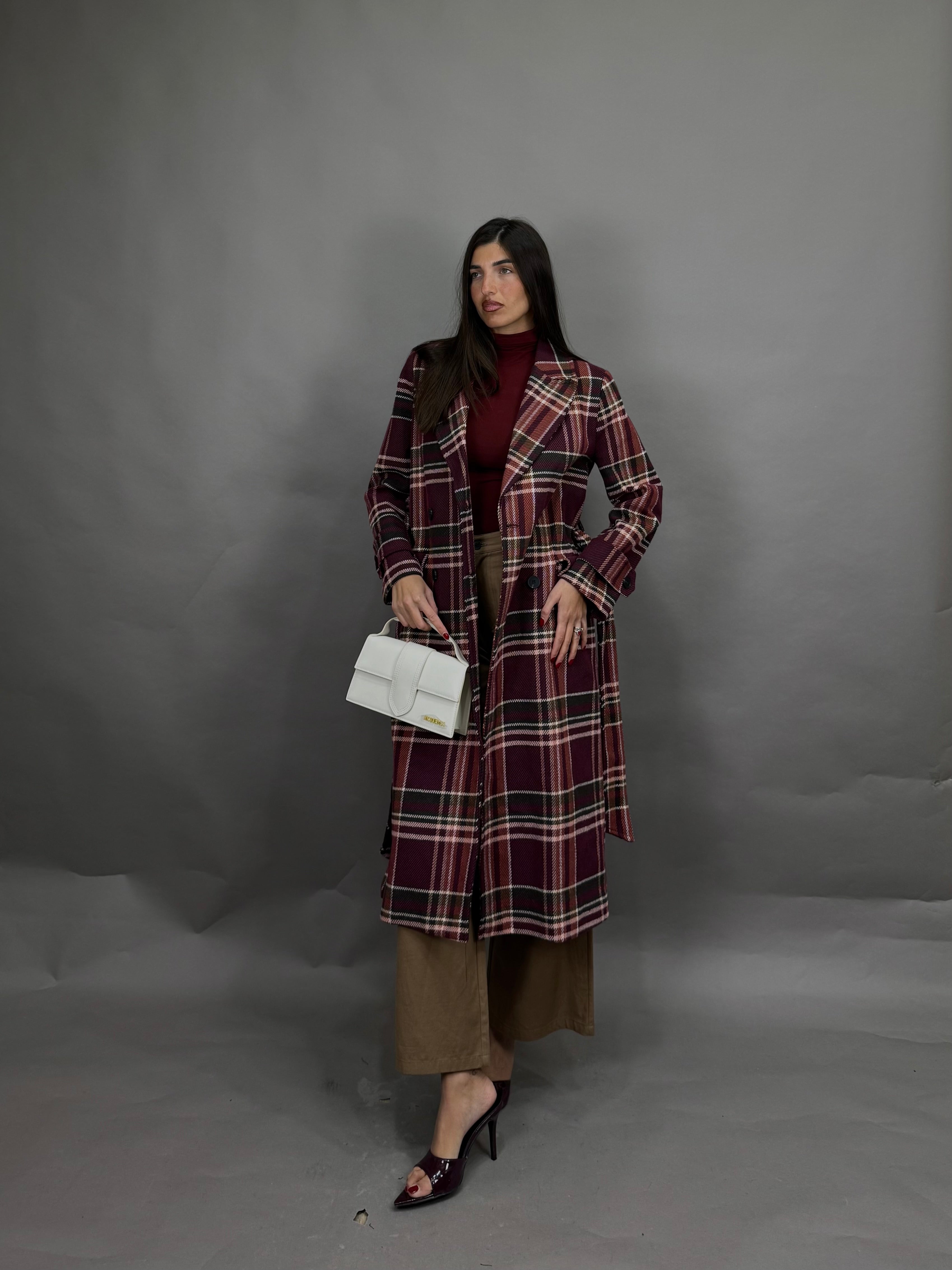 Cappotto trench bordeaux lumina
