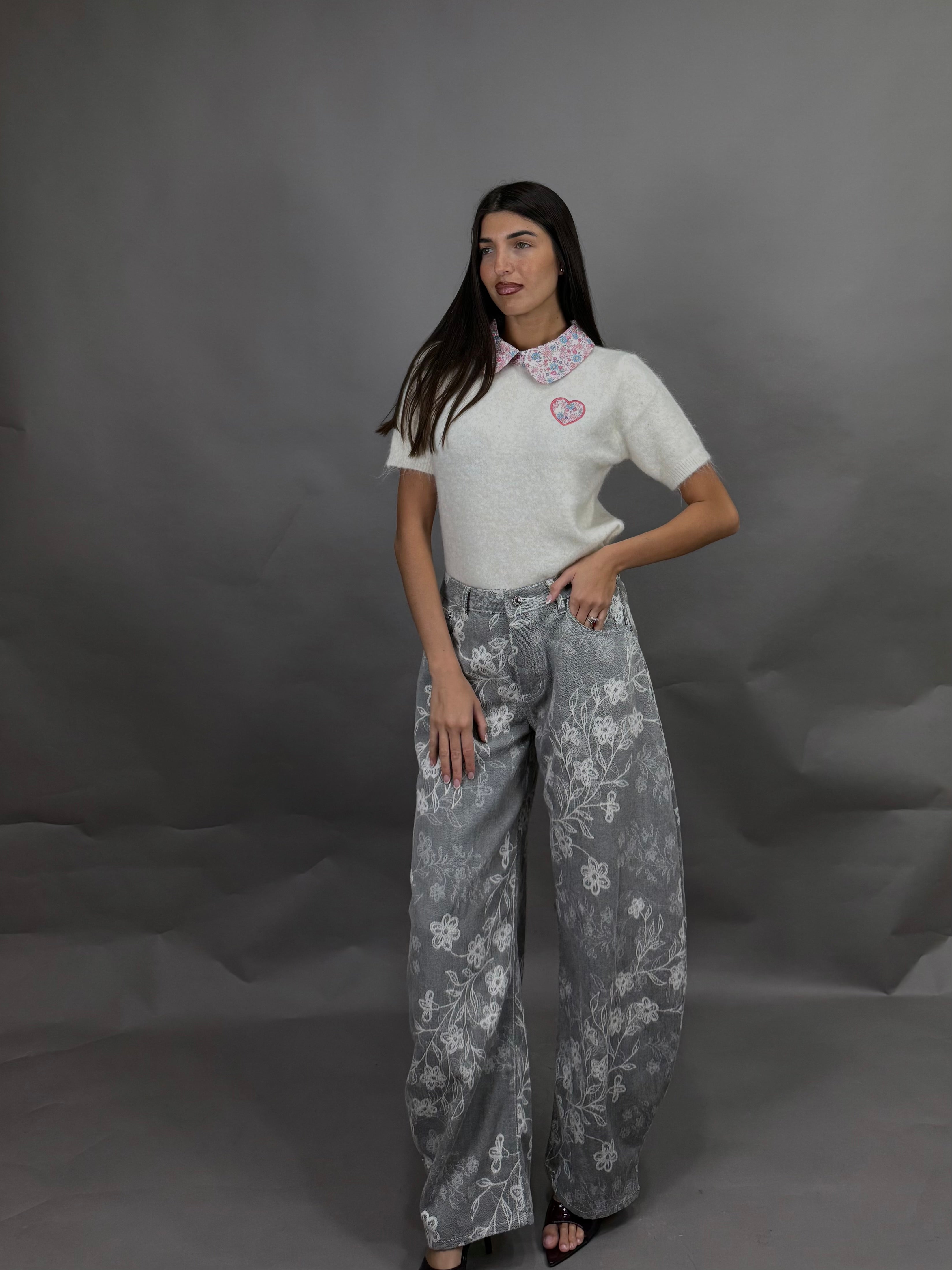 Maglioncino fiorellini rosa