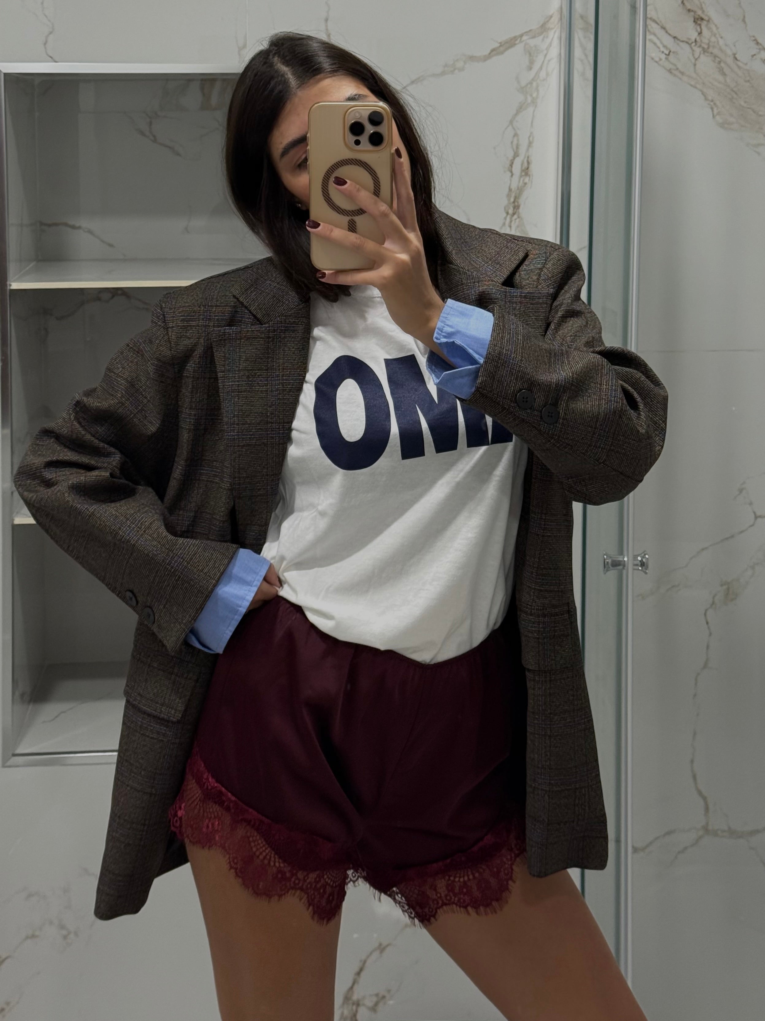 Pantaloncino pizzo bordeaux