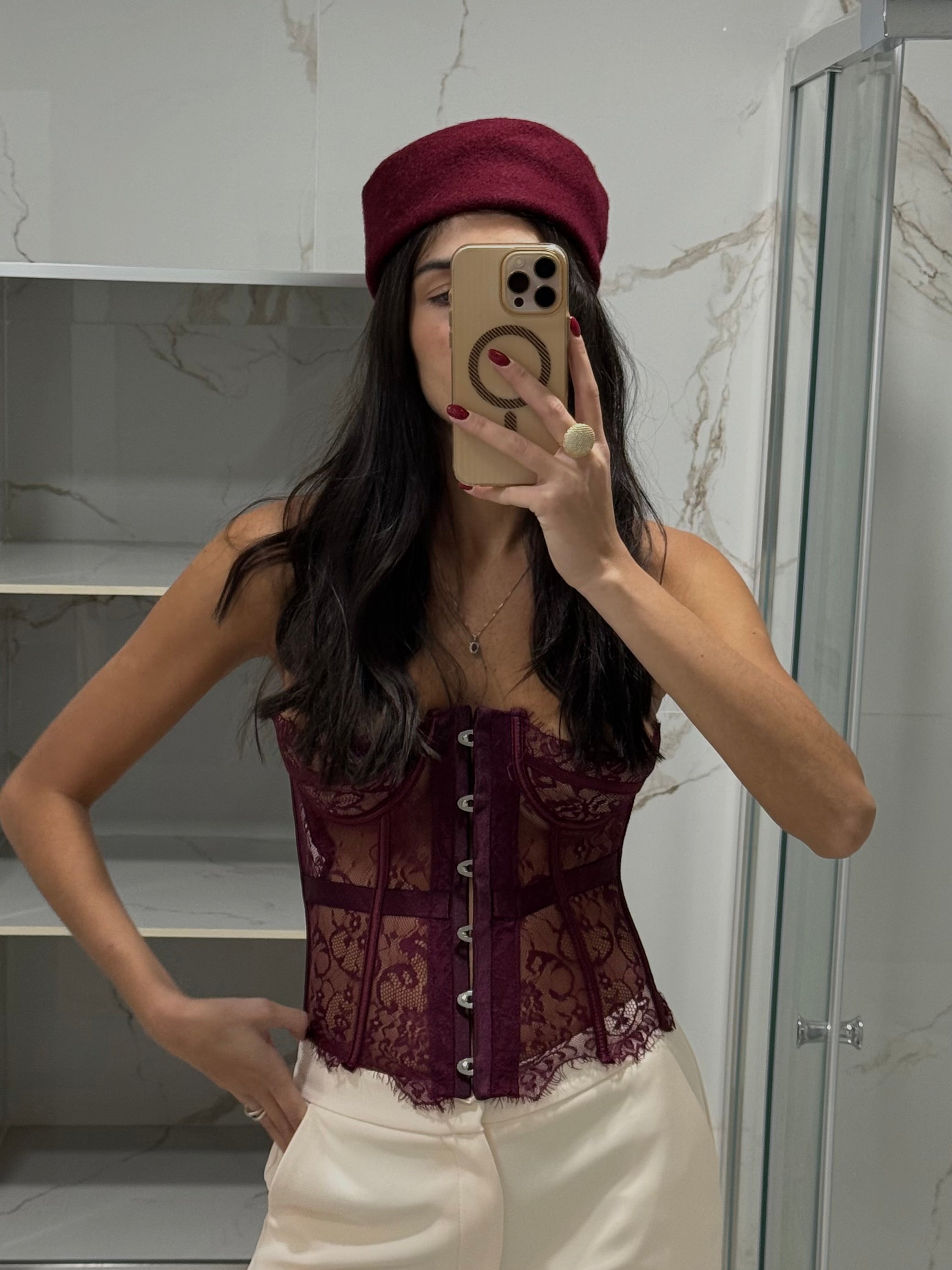 Corpetto pizzo bordeaux