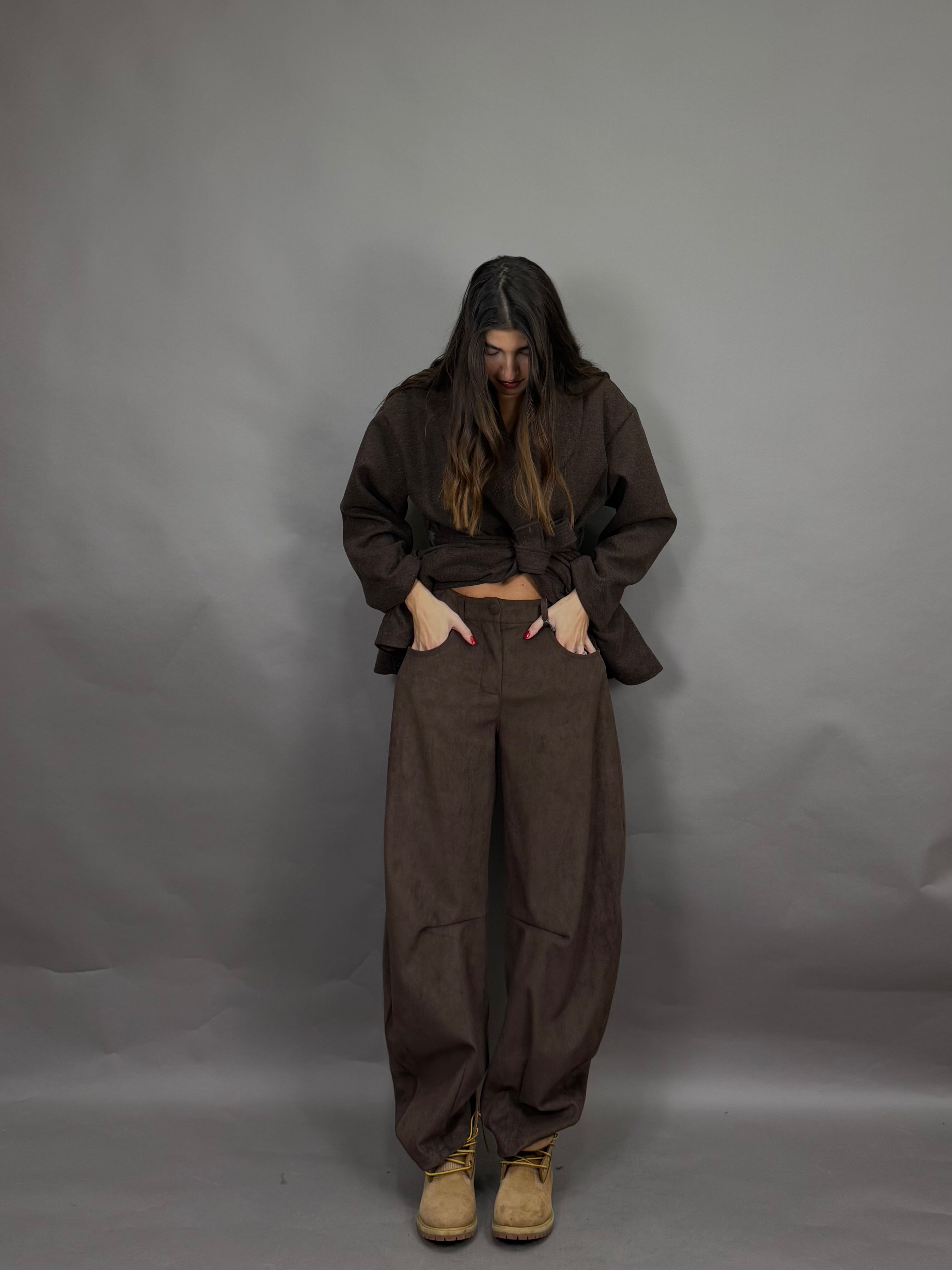 Pantalone scamosciato marrone