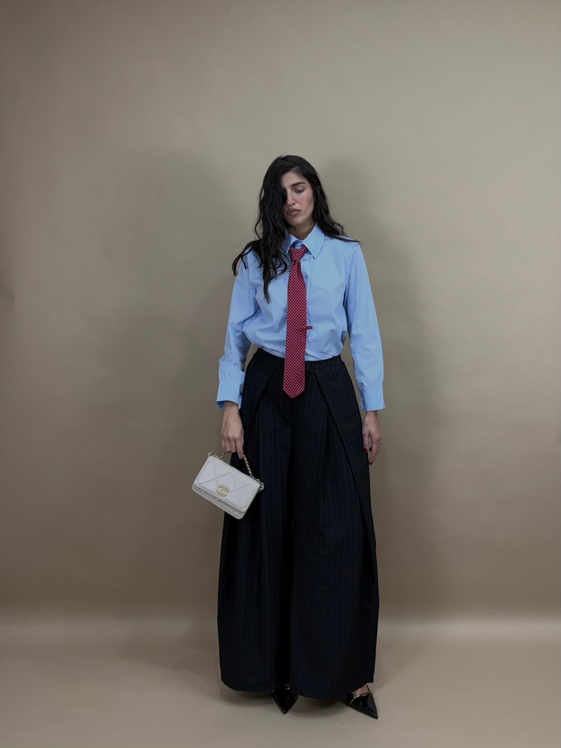 Pantalone gessato nero