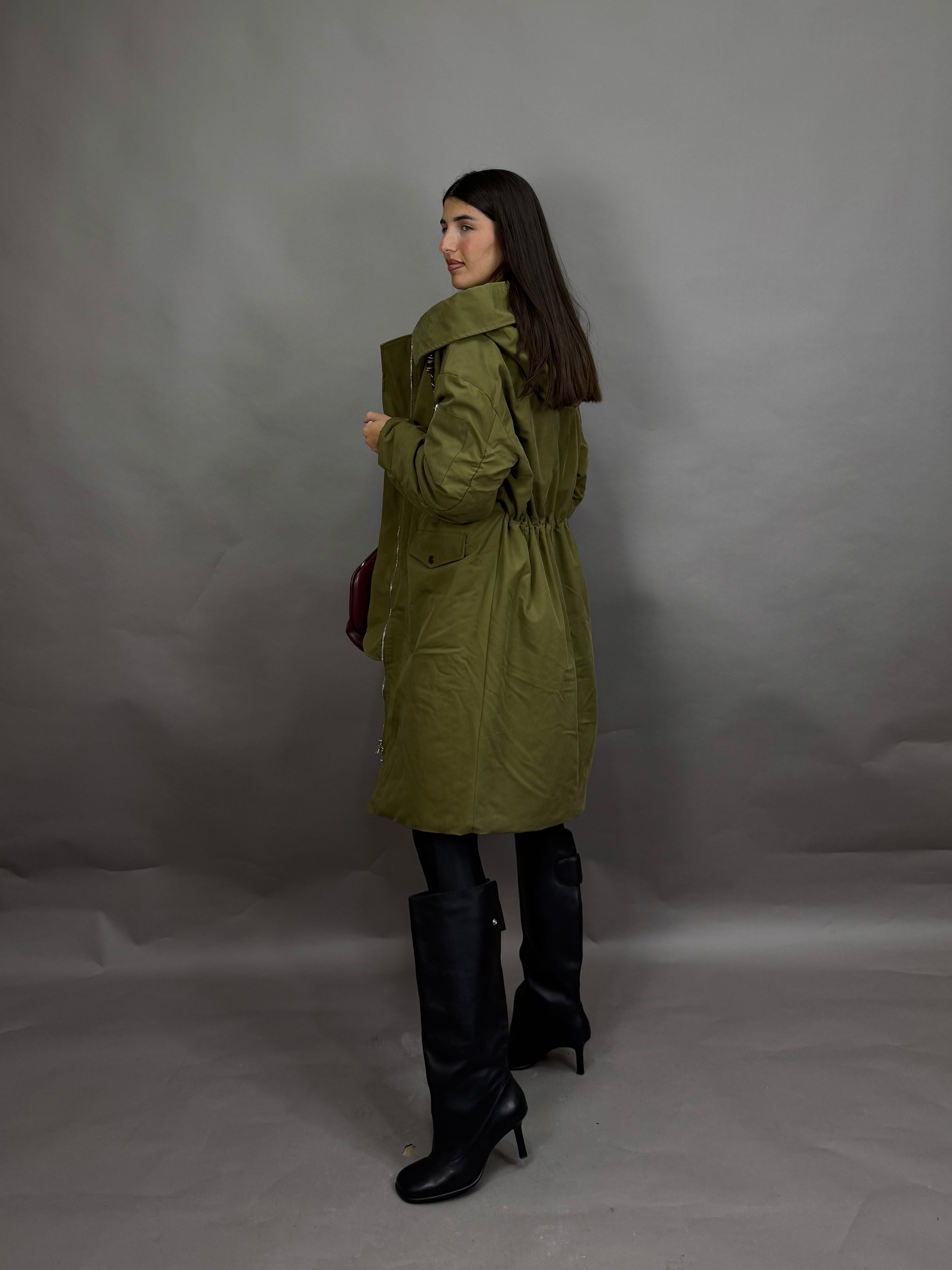 Parca cappuccio lumina verde