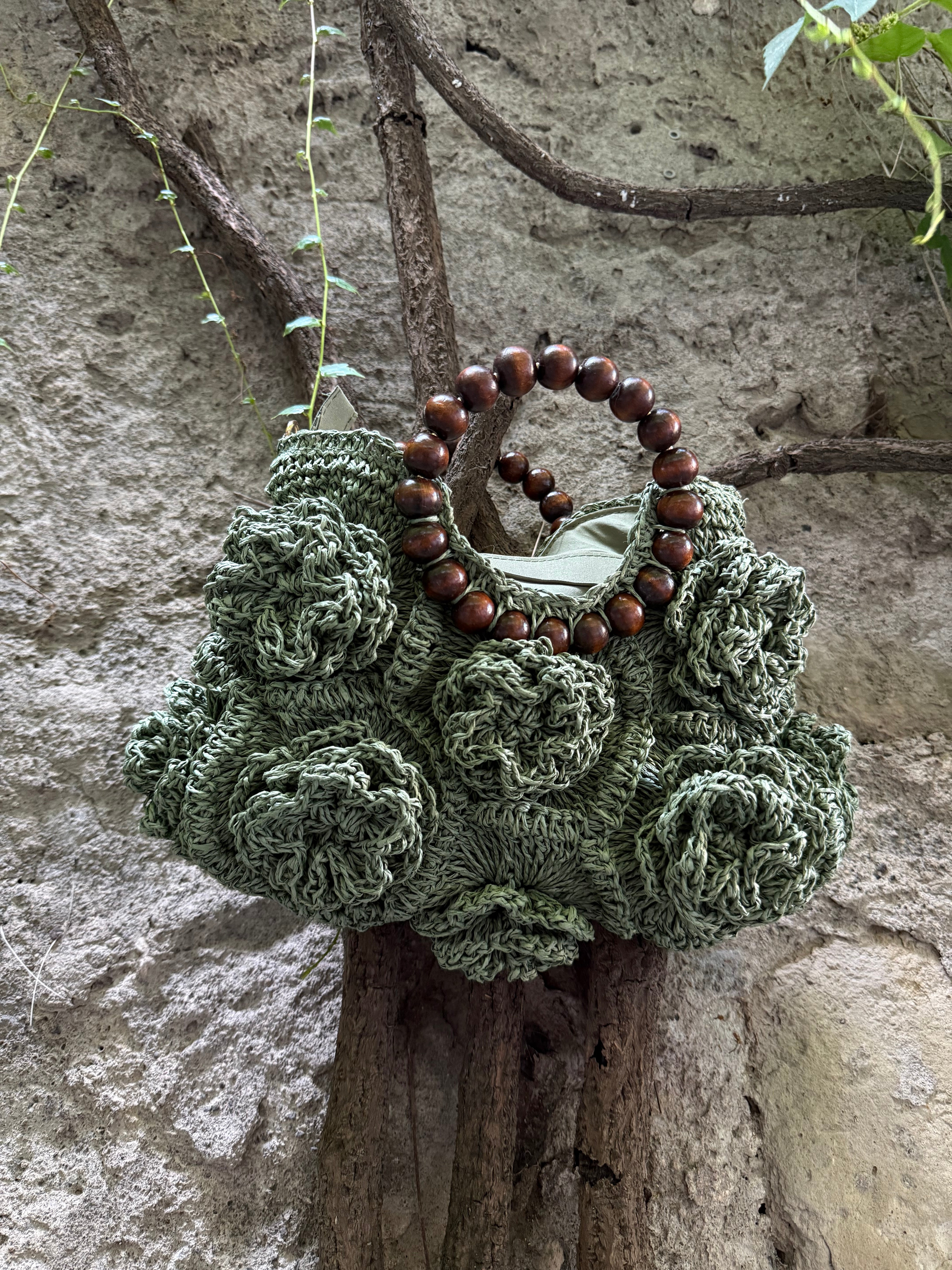 Borsa in paglia fiore