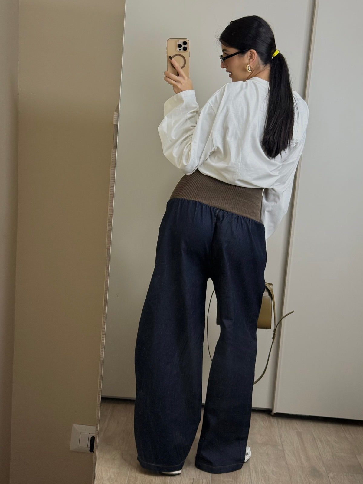 Pantalone con molla in velluto