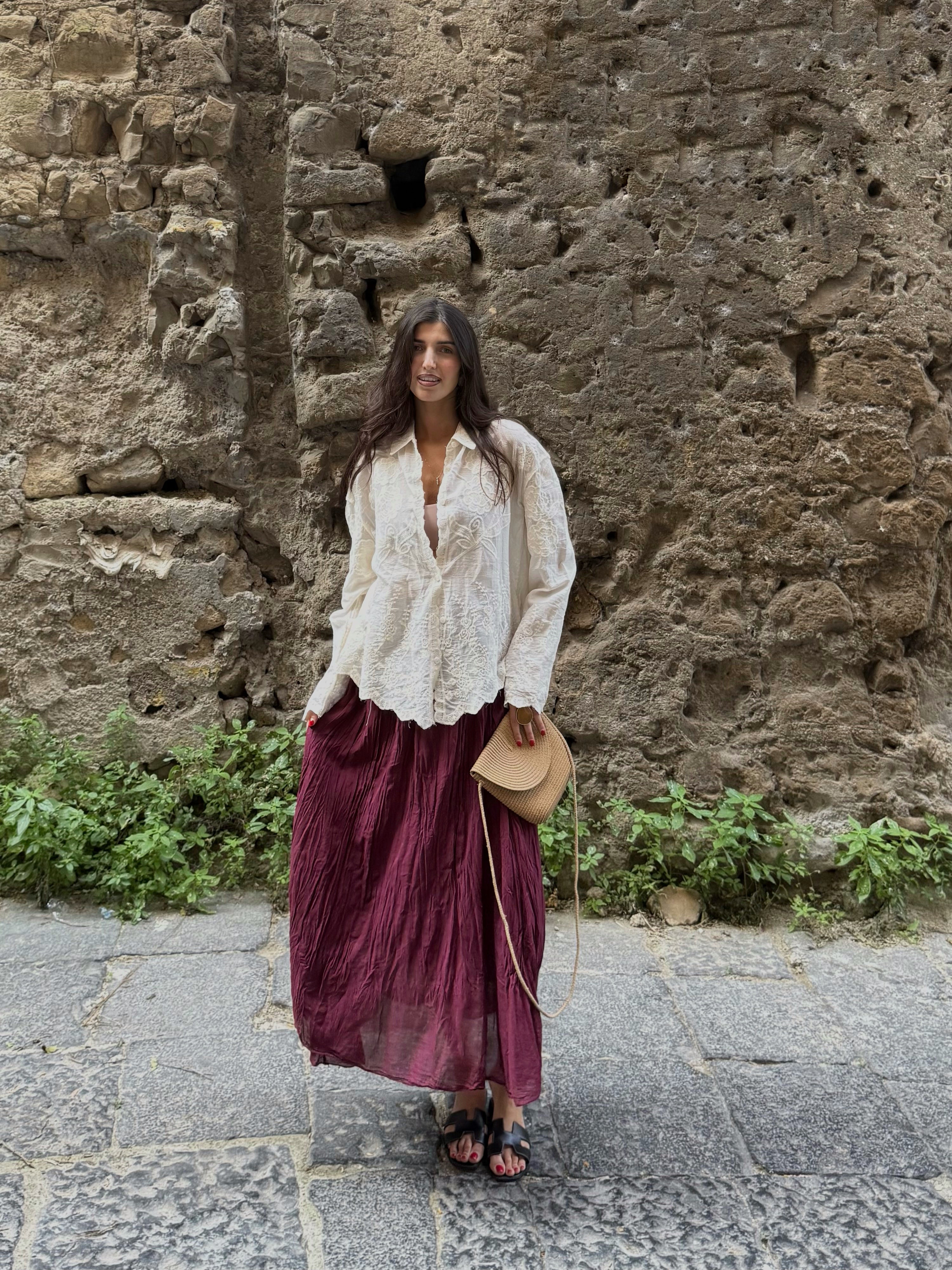 Gonna in cotone bordeaux - LadyB Shop Online