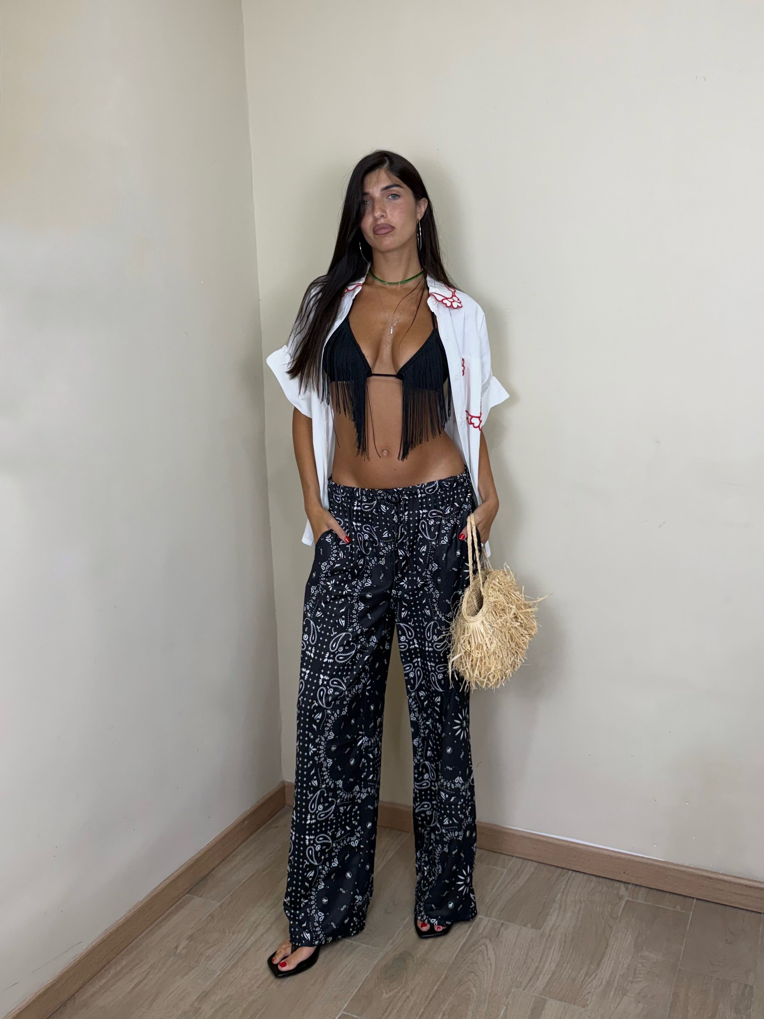Pantalone bandana nero