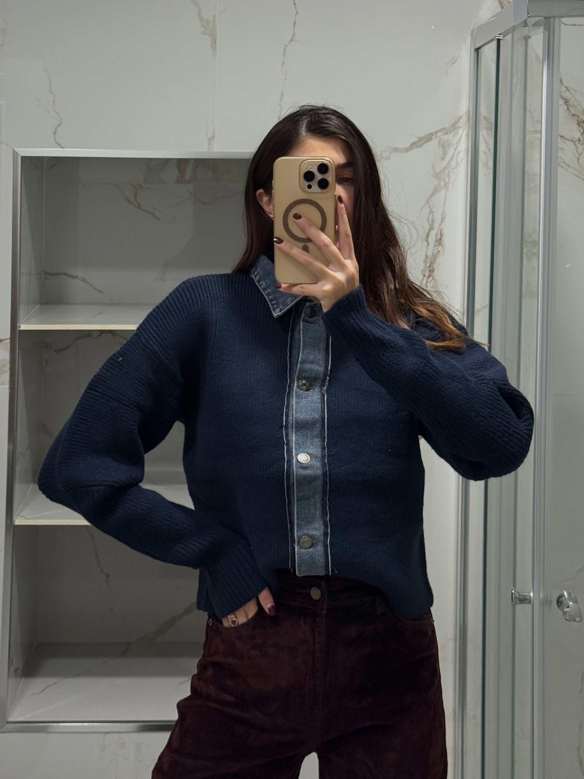 Pull inserti camicia blu