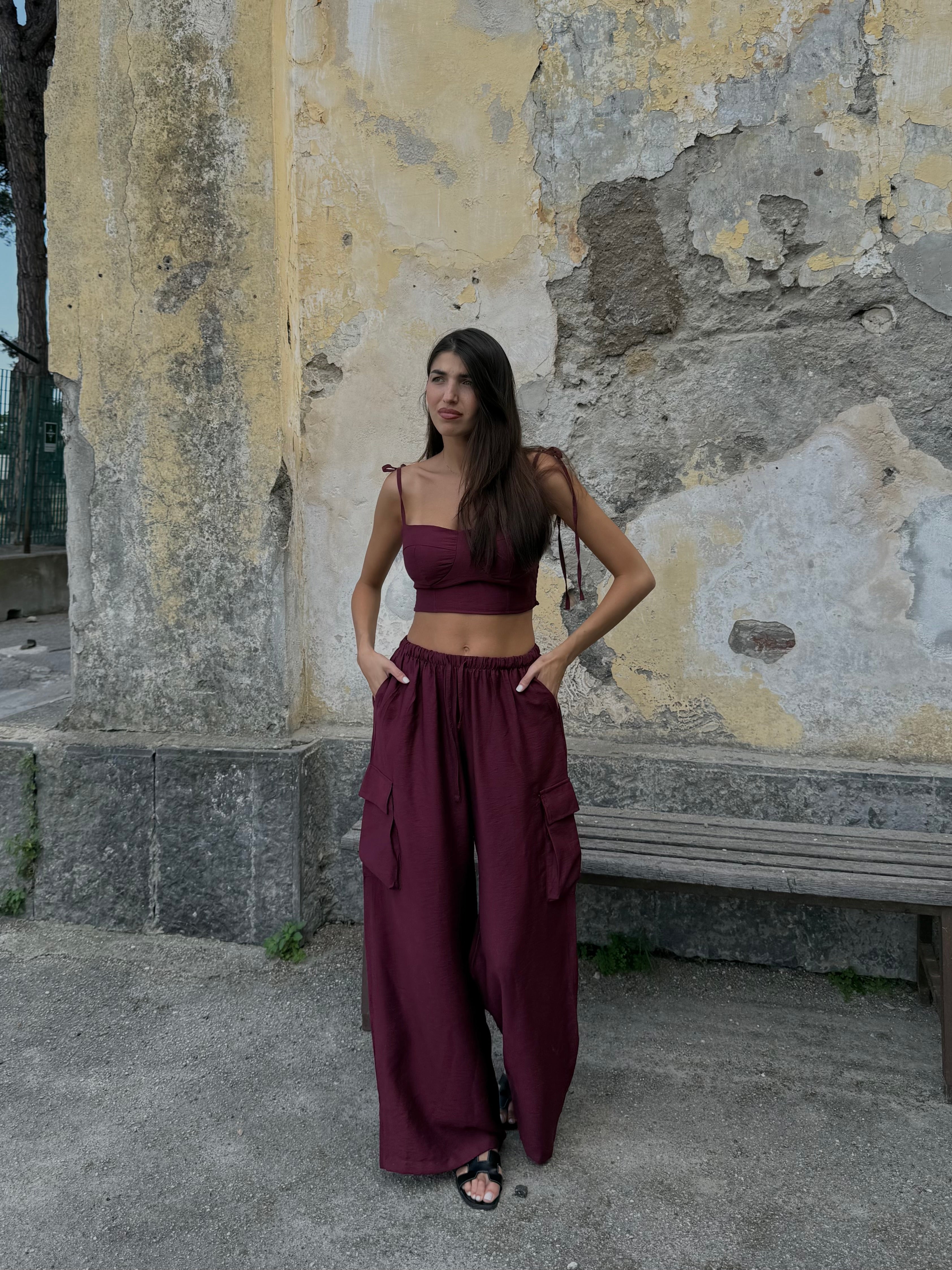 Coordinato cargo bordeaux - LadyB Shop Online