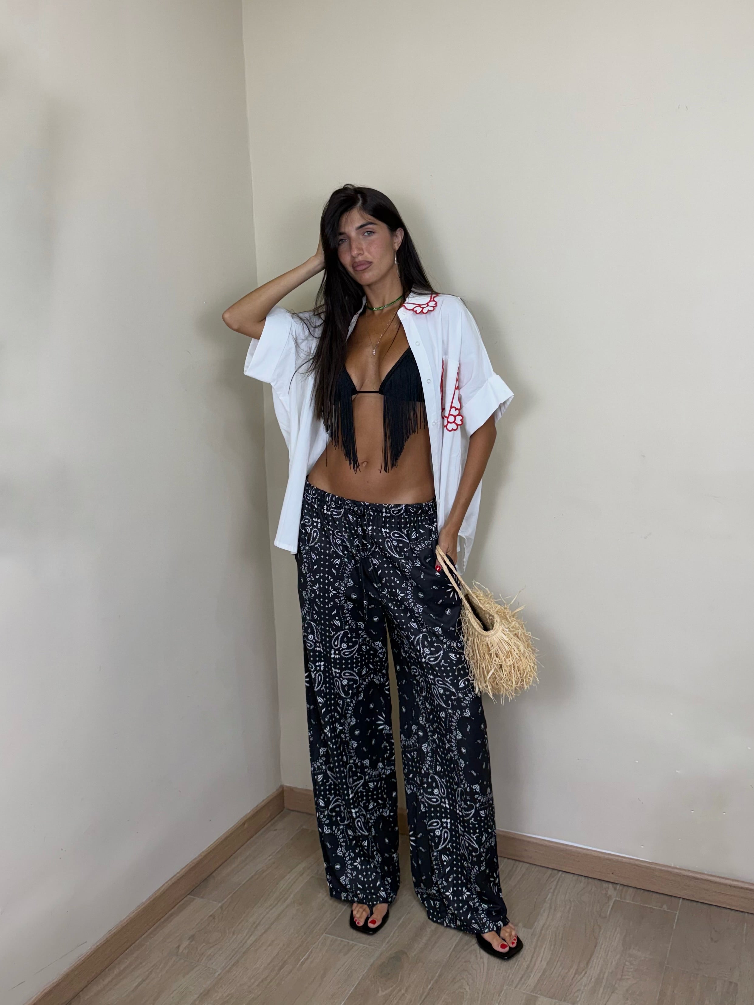 Pantalone bandana nero