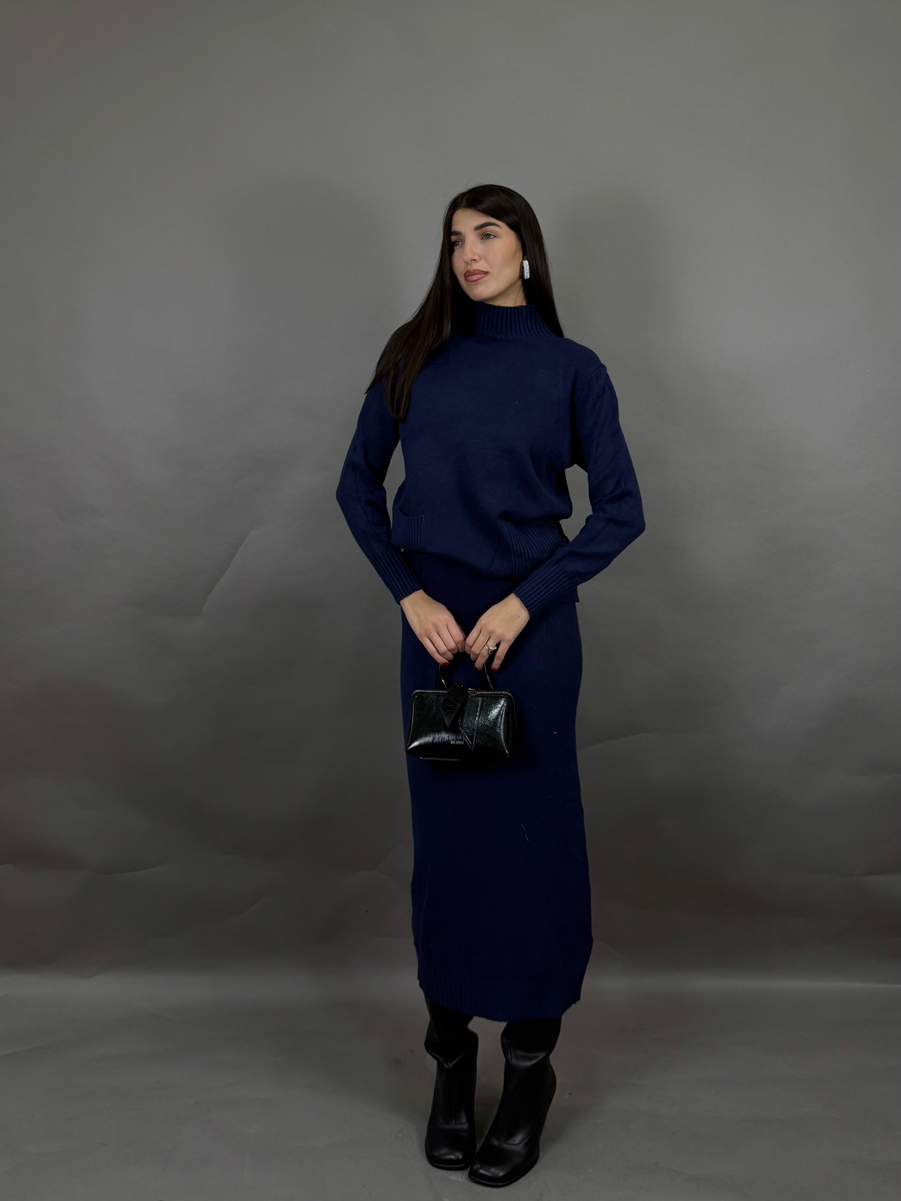 Coordinato lana rasata blu