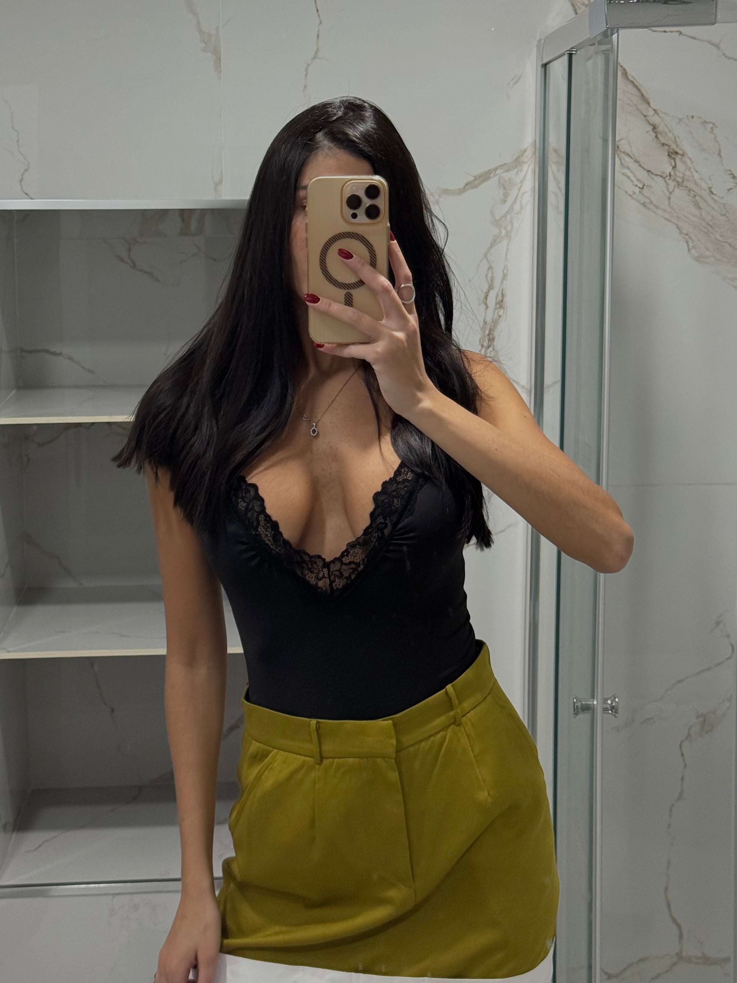 Body pizzo lumina nero