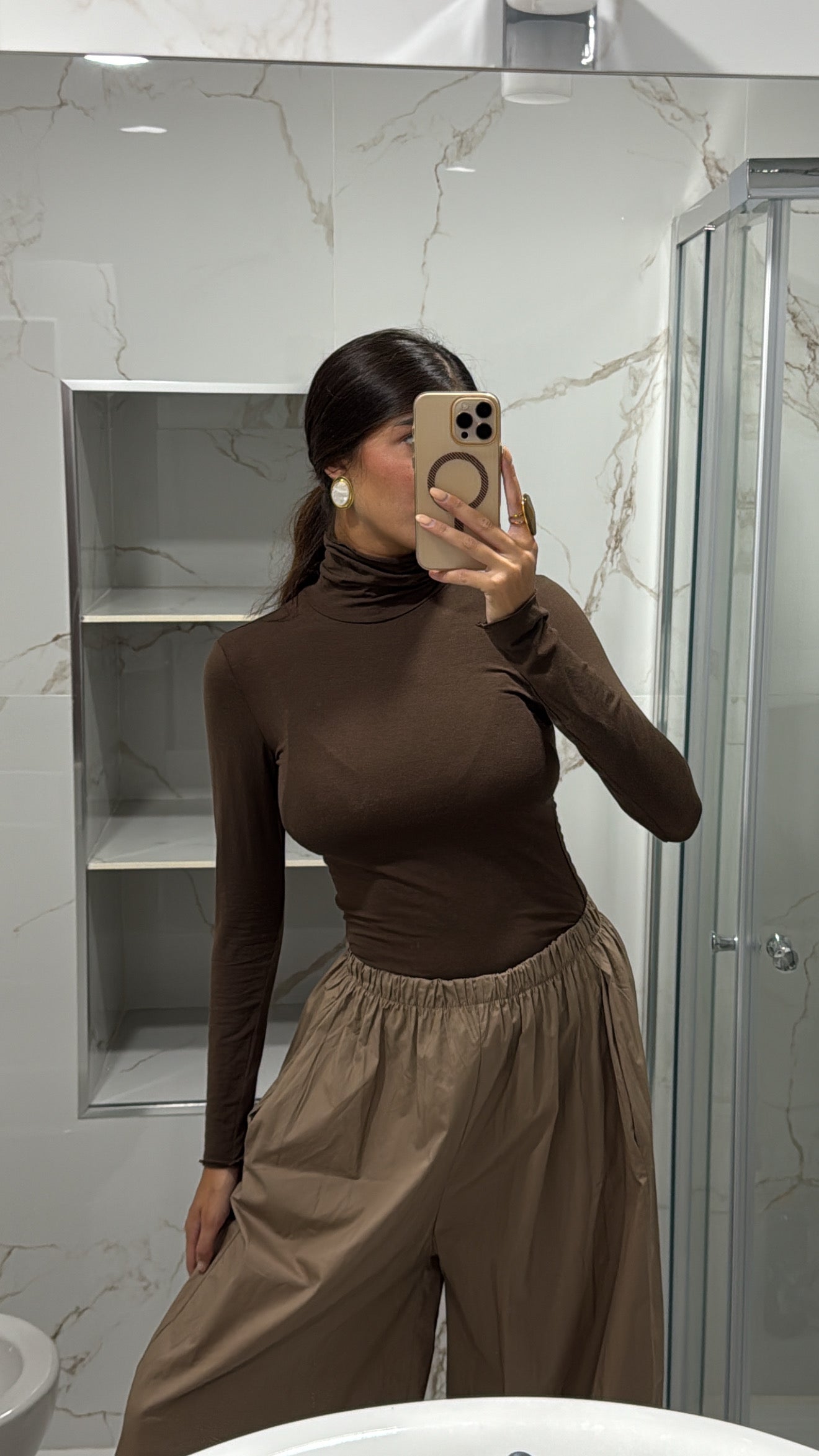 Maglia misto cachemire marrone