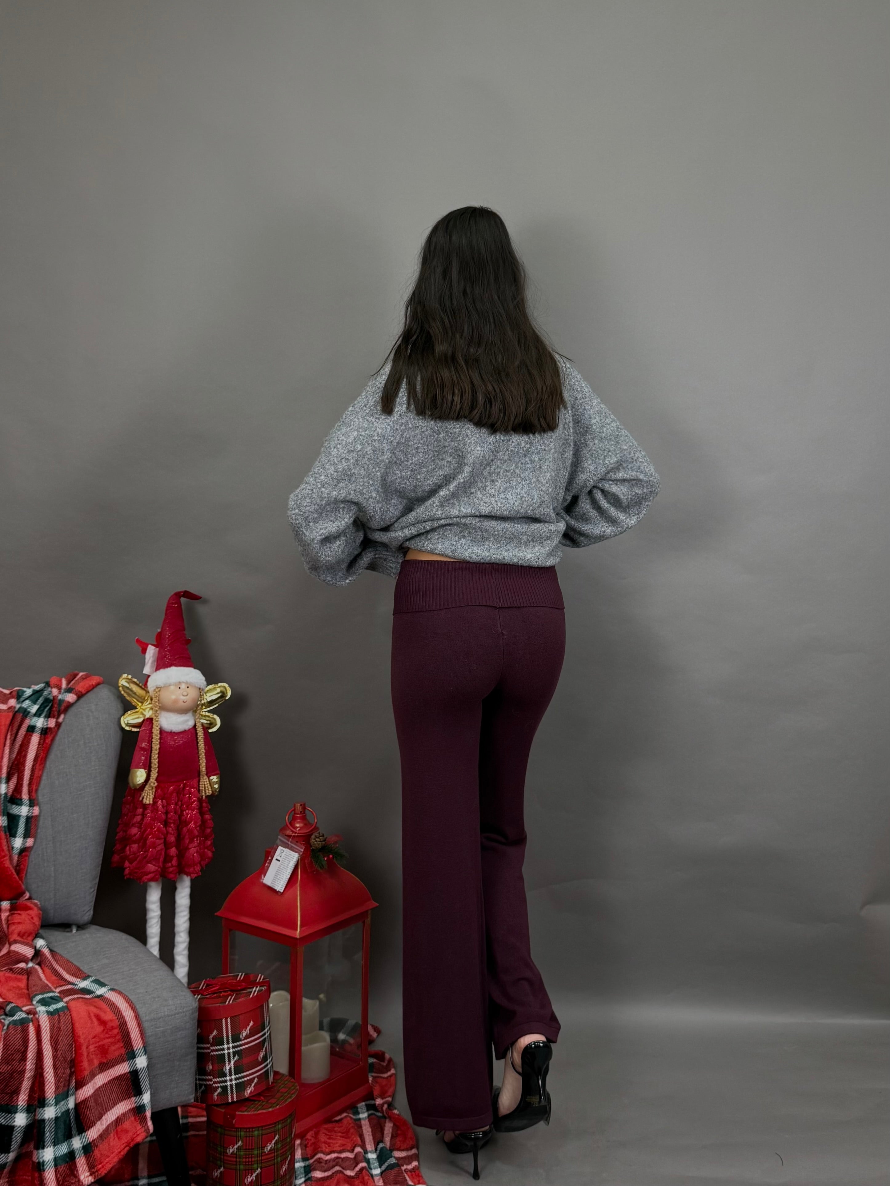 Pantalone lana rasata bordeaux