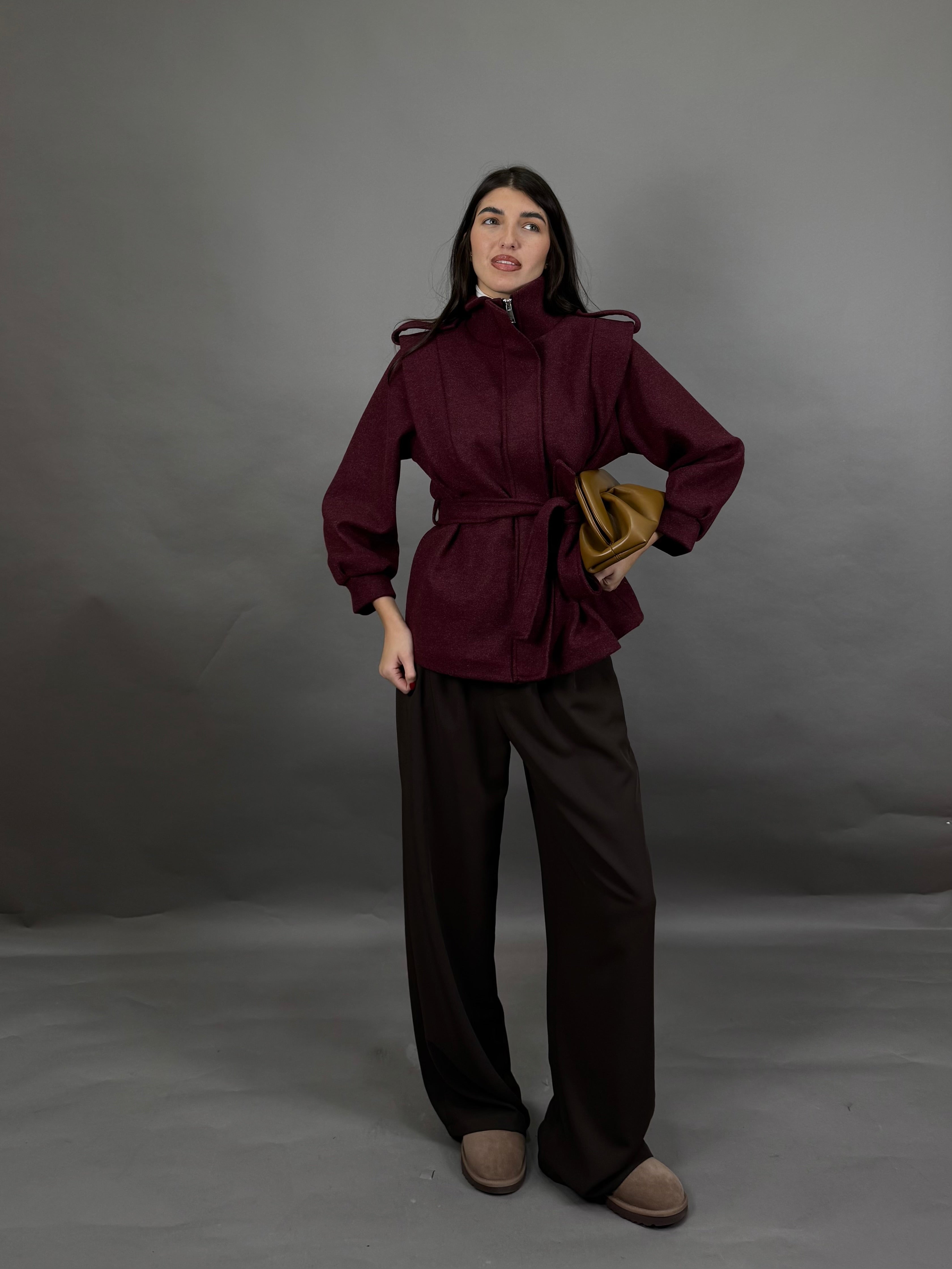 Giacca in panno bordeaux