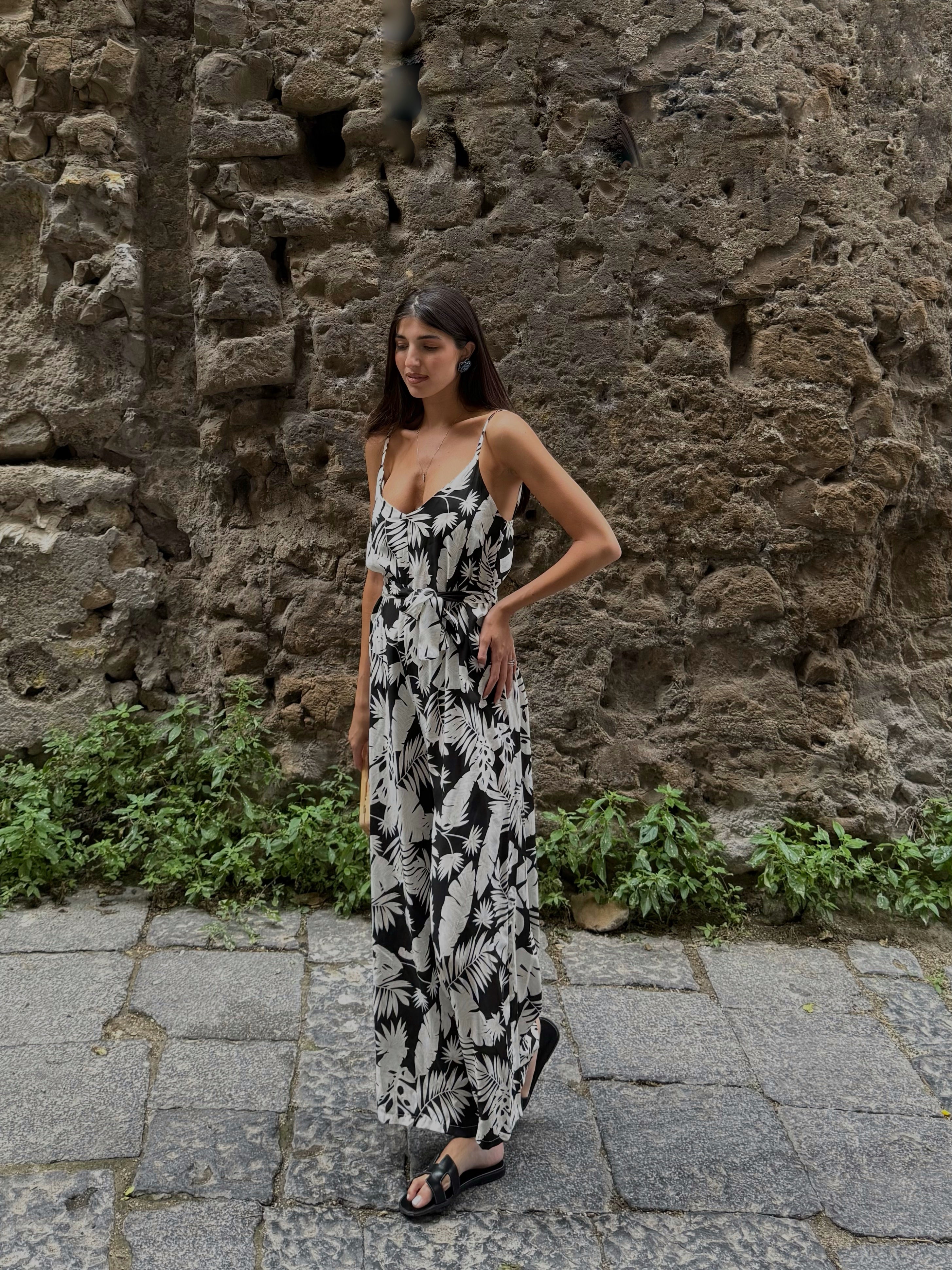 Jumpsuite foglia nero - LadyB Shop Online